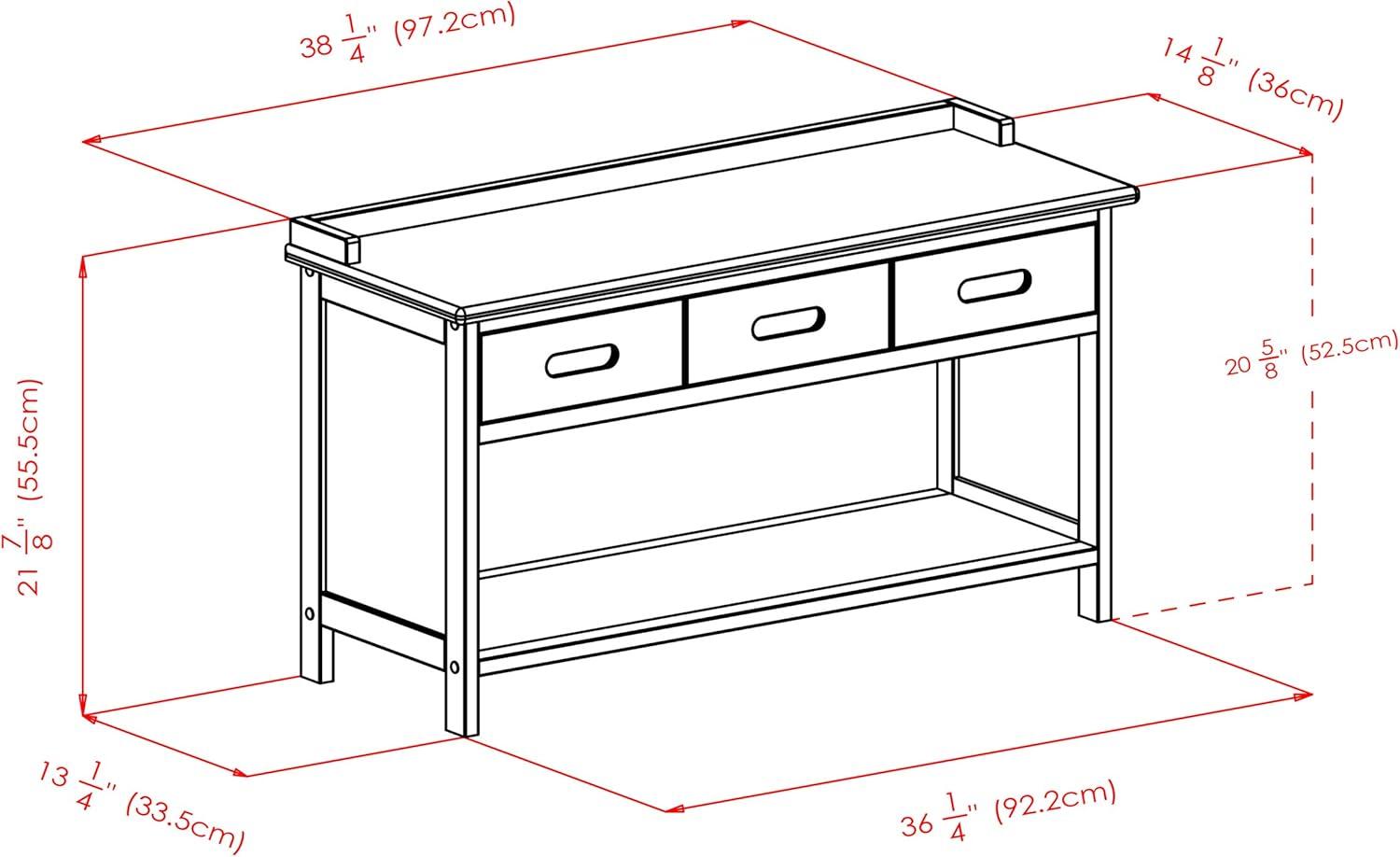 Adriana Entryway Storage Bench with Cushion Walnut - Winsome: Solid Wood, 3 Drawers, Faux Leather