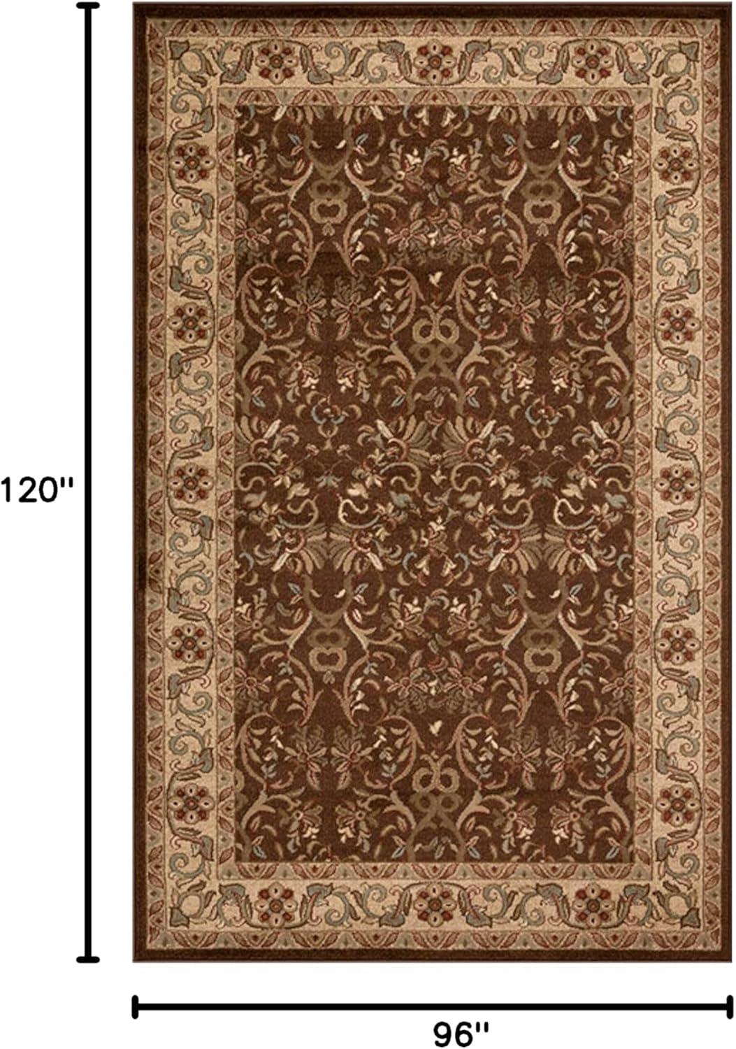 Superior Heritage Oriental Floral Indoor Area Rug, 8'x10', Mocha