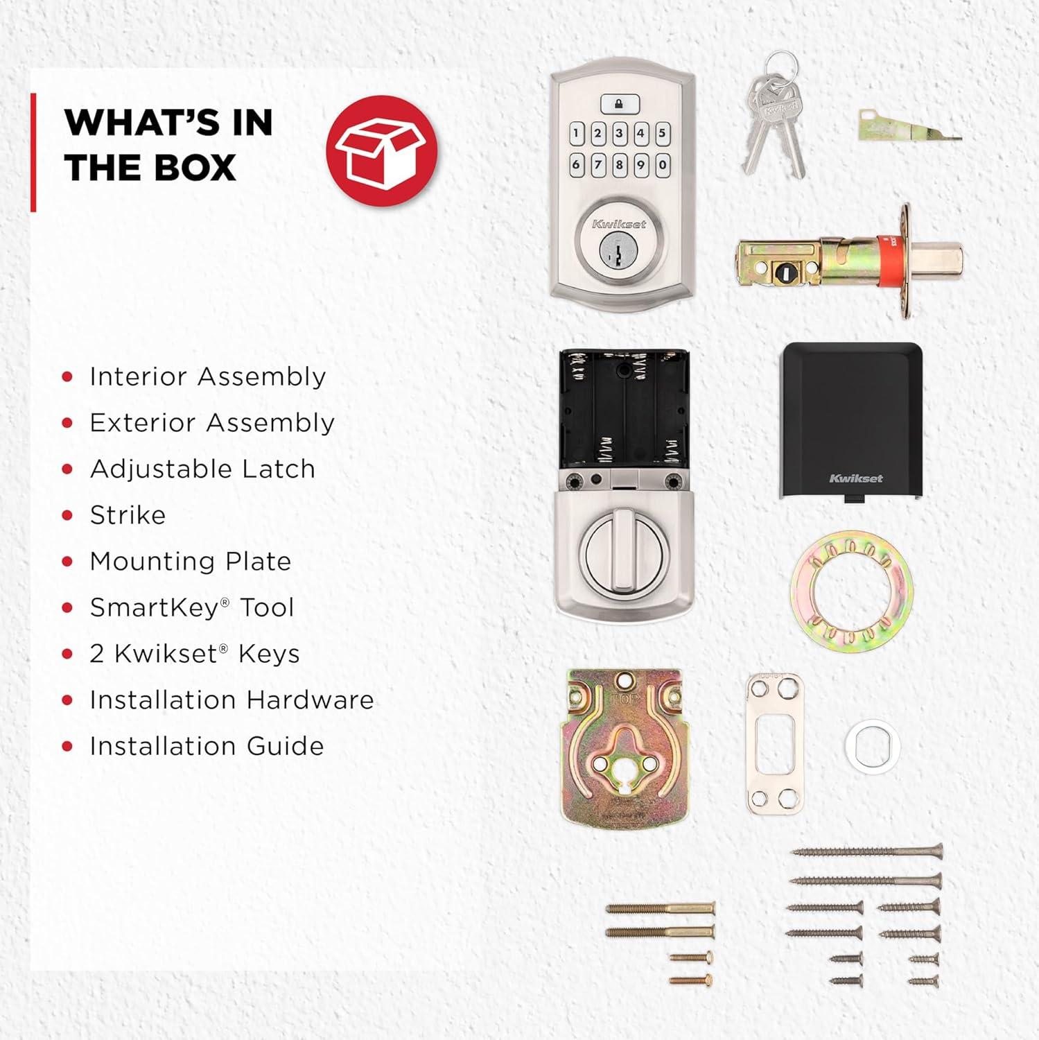 Kwikset SmartCode 260 Keyless Entry Electronic Keypad Deadbolt Door Lock with Auto-Lock, Custom User Codes, Advanced Security in Satin Nickel Traditional