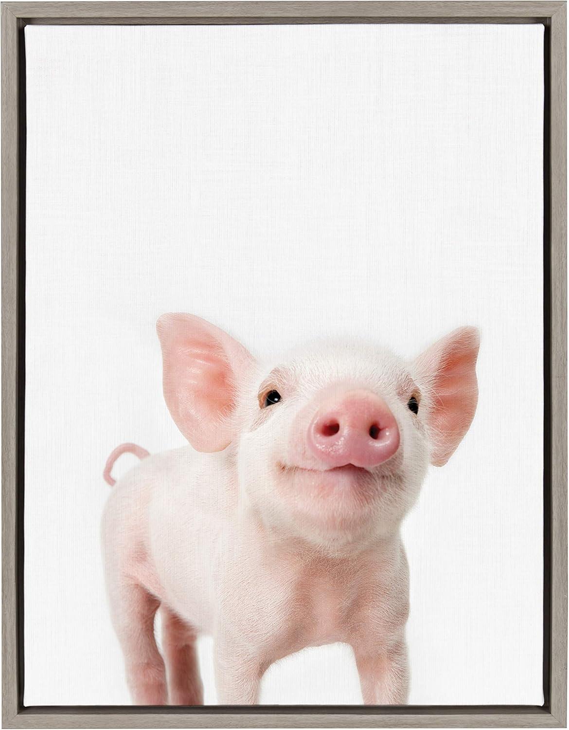 18" x 24" Sylvie Animal Studio Piglet Framed Canvas by Amy Peterson - Kate & Laurel All Things Decor