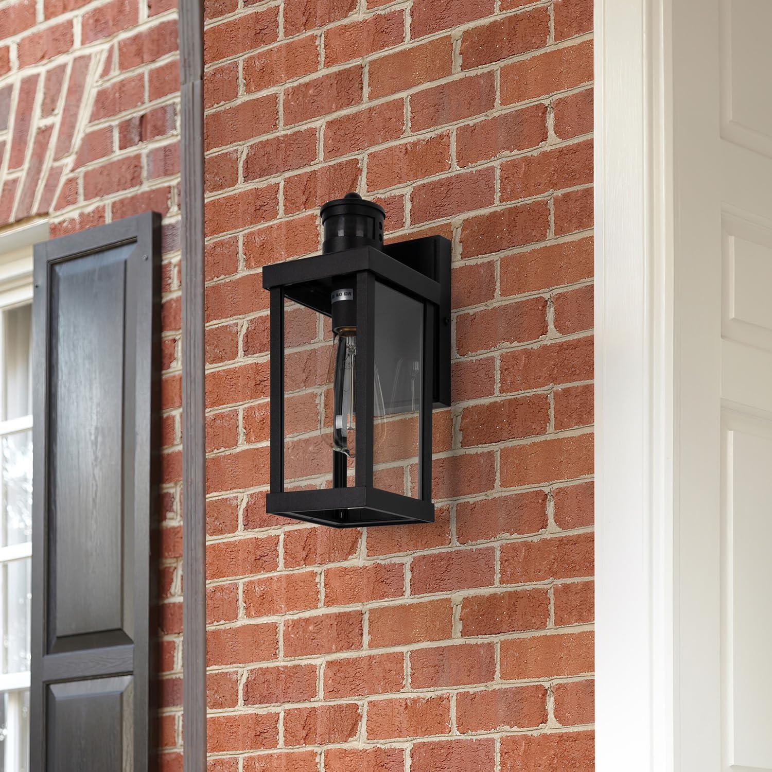 Matte Black Medium Outdoor Motion Sensor Lantern Sconce