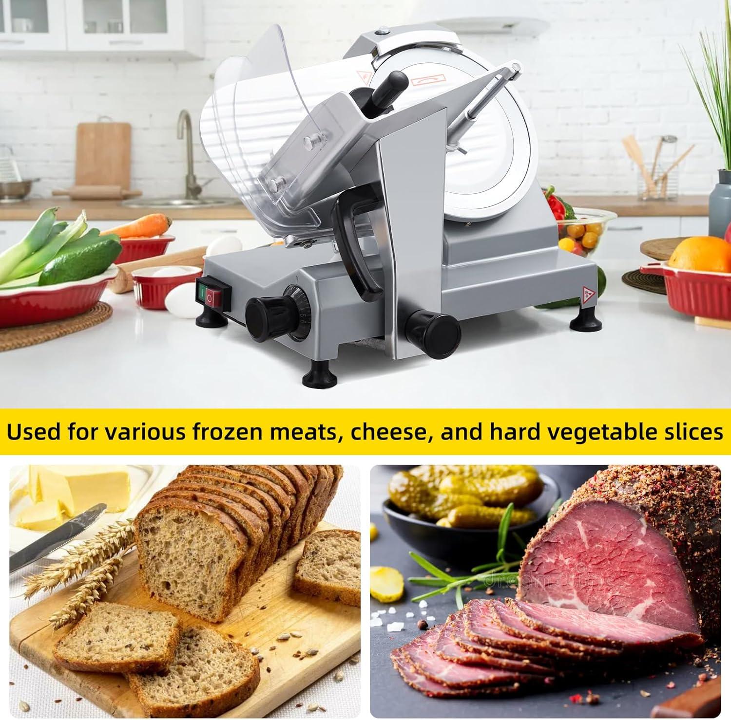 Commercial 10" Electric Meat Slicer Blade Food Slicer Cutter 240W With Child Lock Protection