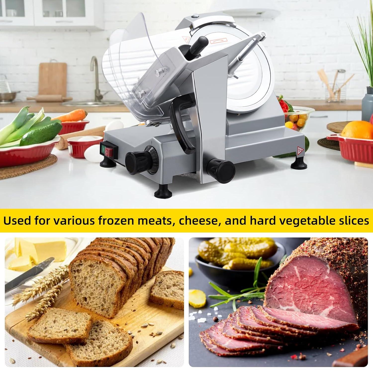 Commercial 10" Electric Meat Slicer Blade Food Slicer Cutter 240W With Child Lock Protection
