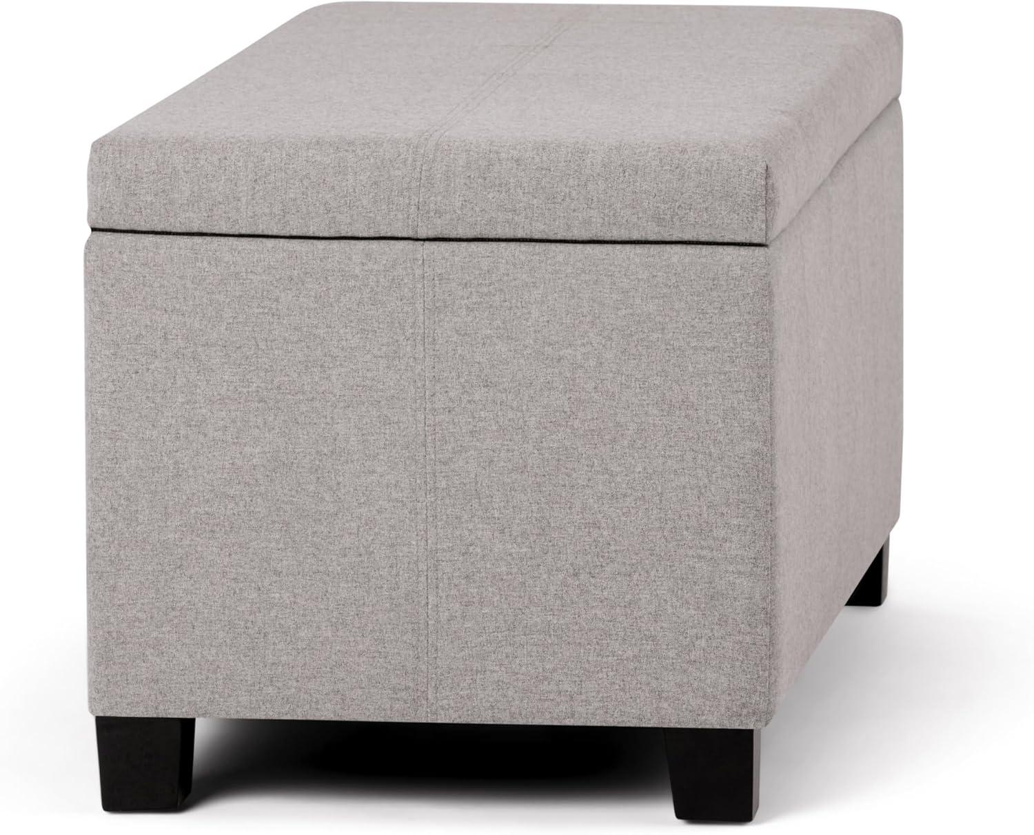 Gray Cloud Tufted Wood Storage Bench Ottoman