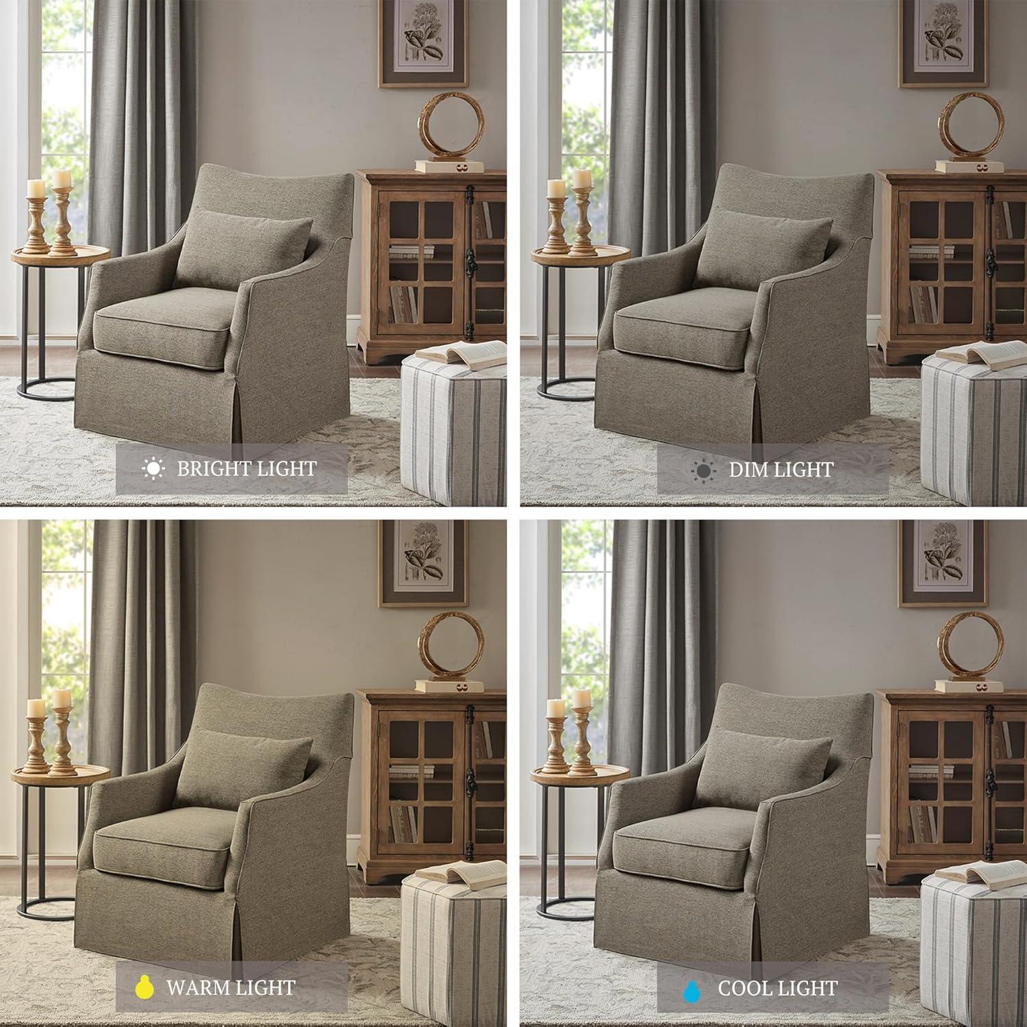 Martha Stewart London Skirted Swivel Chair Tan: Upholstered Polyester, No Assembly Required