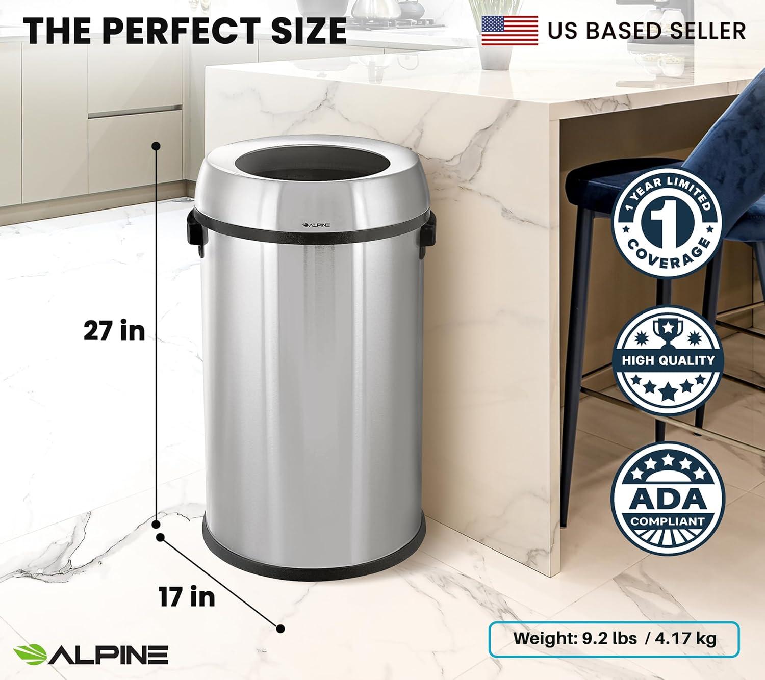 Steel Open Trash Can - 17 Gallons