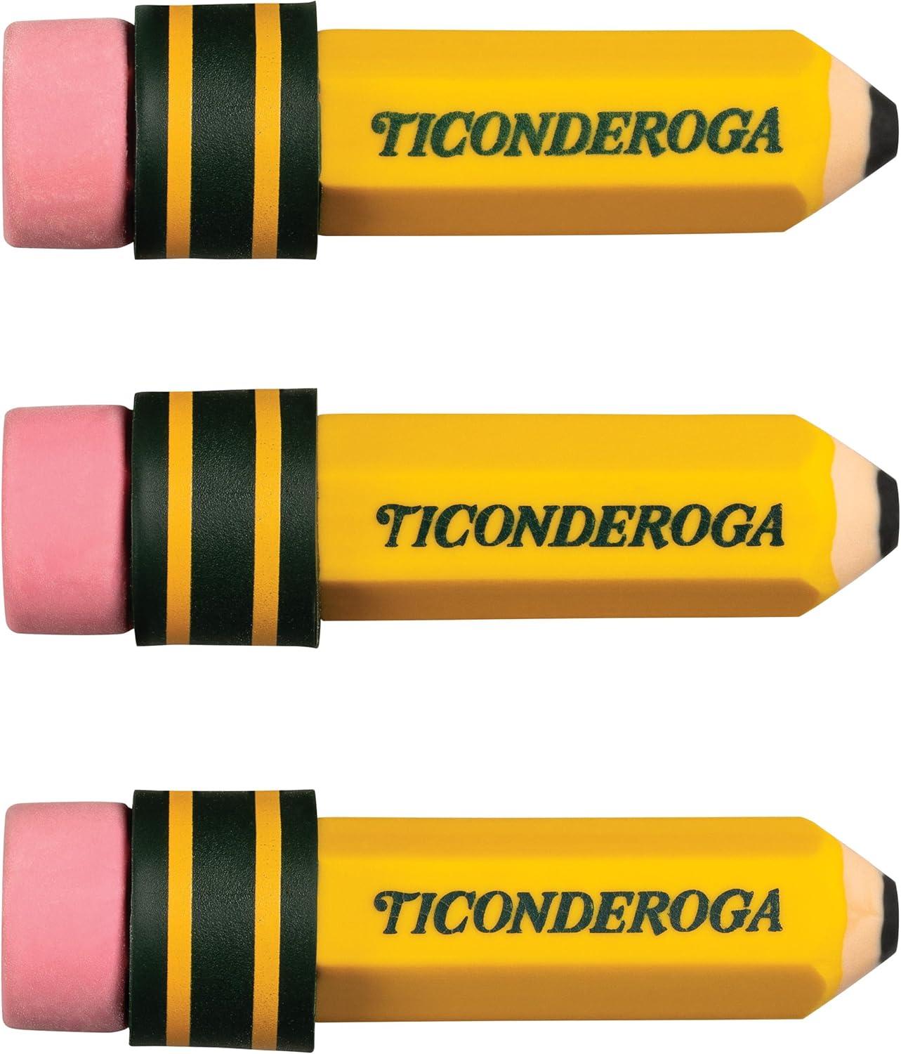 Ticonderoga Pencil-Shaped Erasers, Yellow, Pack of 36