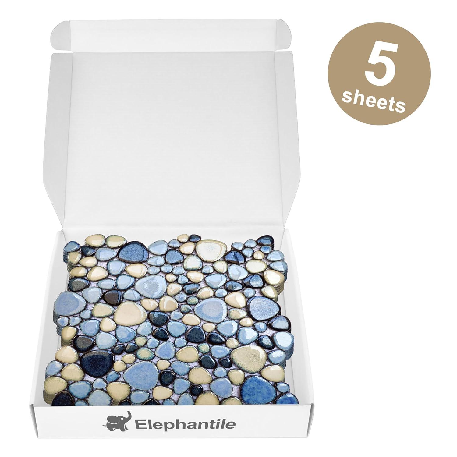 Blue Porcelain Pebbles / Rocks Wall & Floor Tile