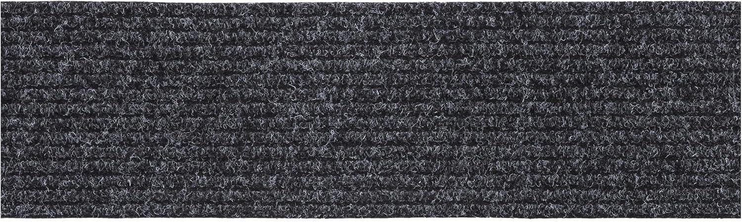 Ottomanson Non-Slip Rubberback Solid 8" x 30" Indoor/Outdoor Stair Treads for Stairs, Garage, Patio, 7 Pack, Black