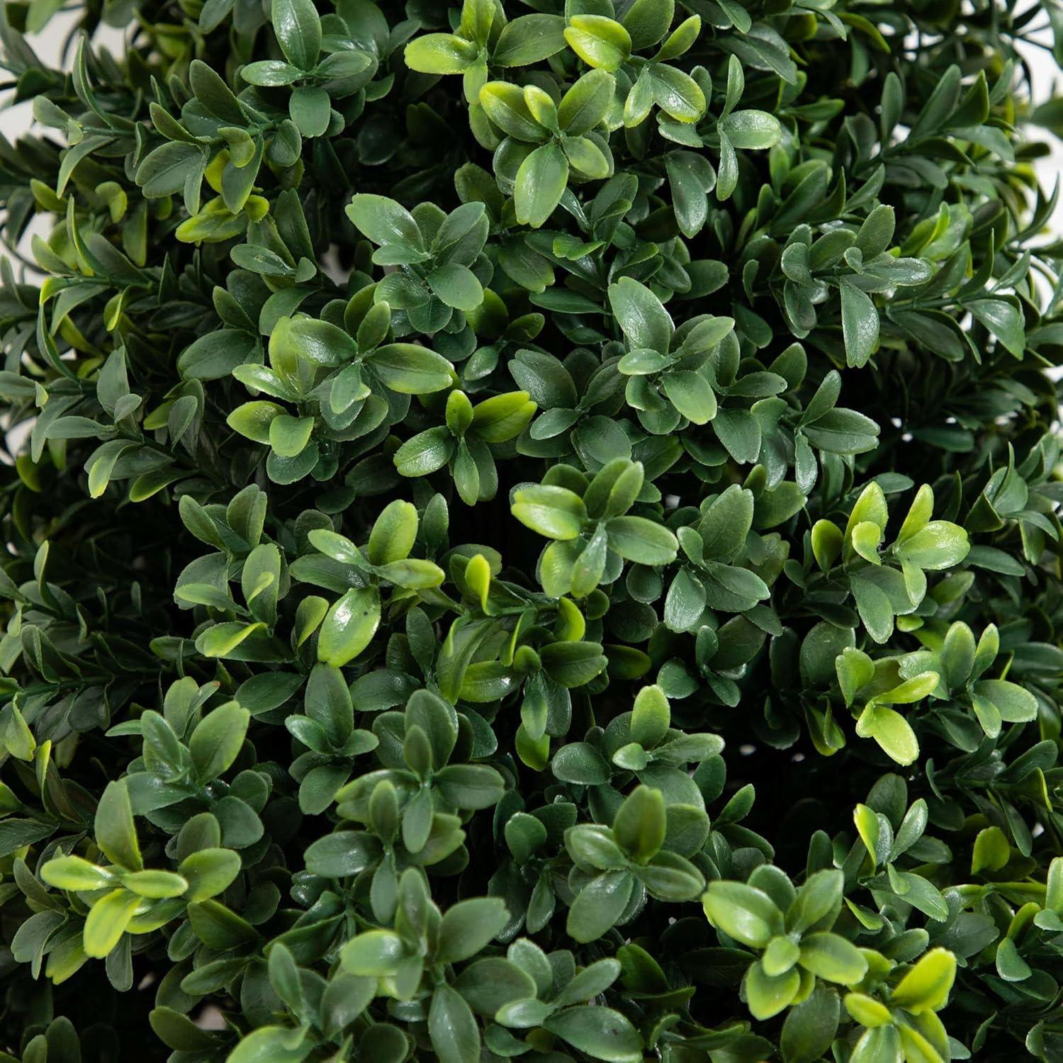 Nearly Natural Boxwood Plant with Integrated Ground Stake (Indoor/Outdoor) - Set of 2
