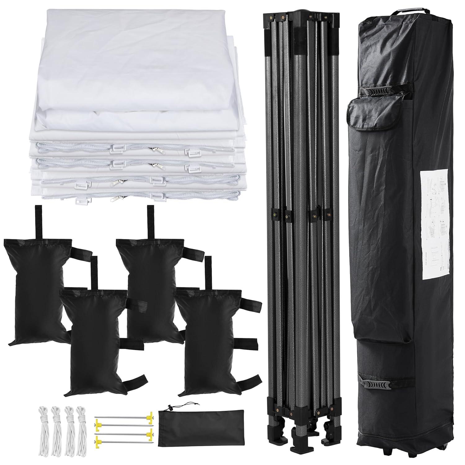 Yaheetech 10x10 Pop Up Commercial Canopy Tent with 4 Removable Sidewalls, Sandbags, Stakes & Ropes, Waterproof Instant Canopies for Wedding Party Commercial Event Pavilion, White