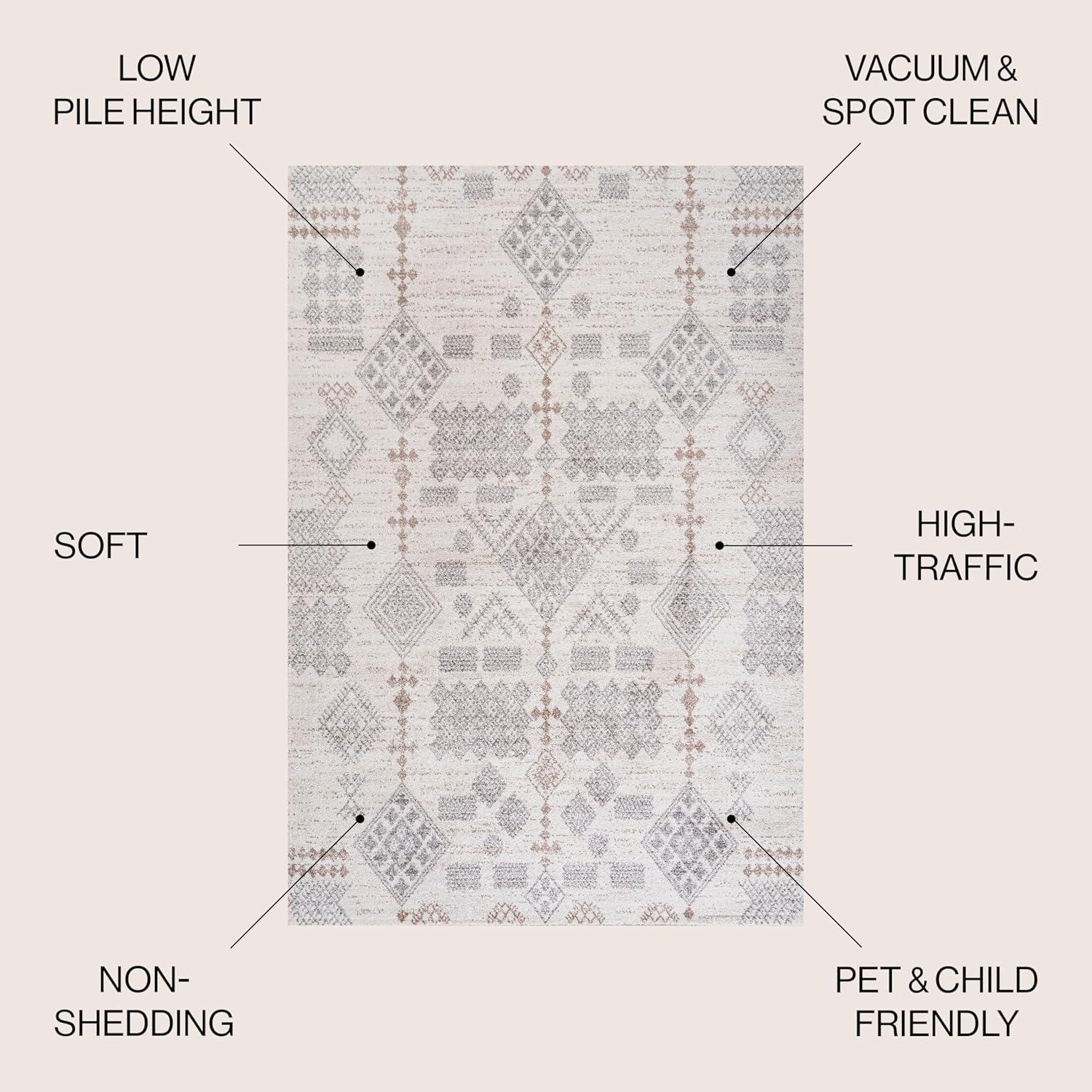 8'x10' Bhalil Berber Diamond Geometric Area Rug, Beige/Gray - JONATHAN Y