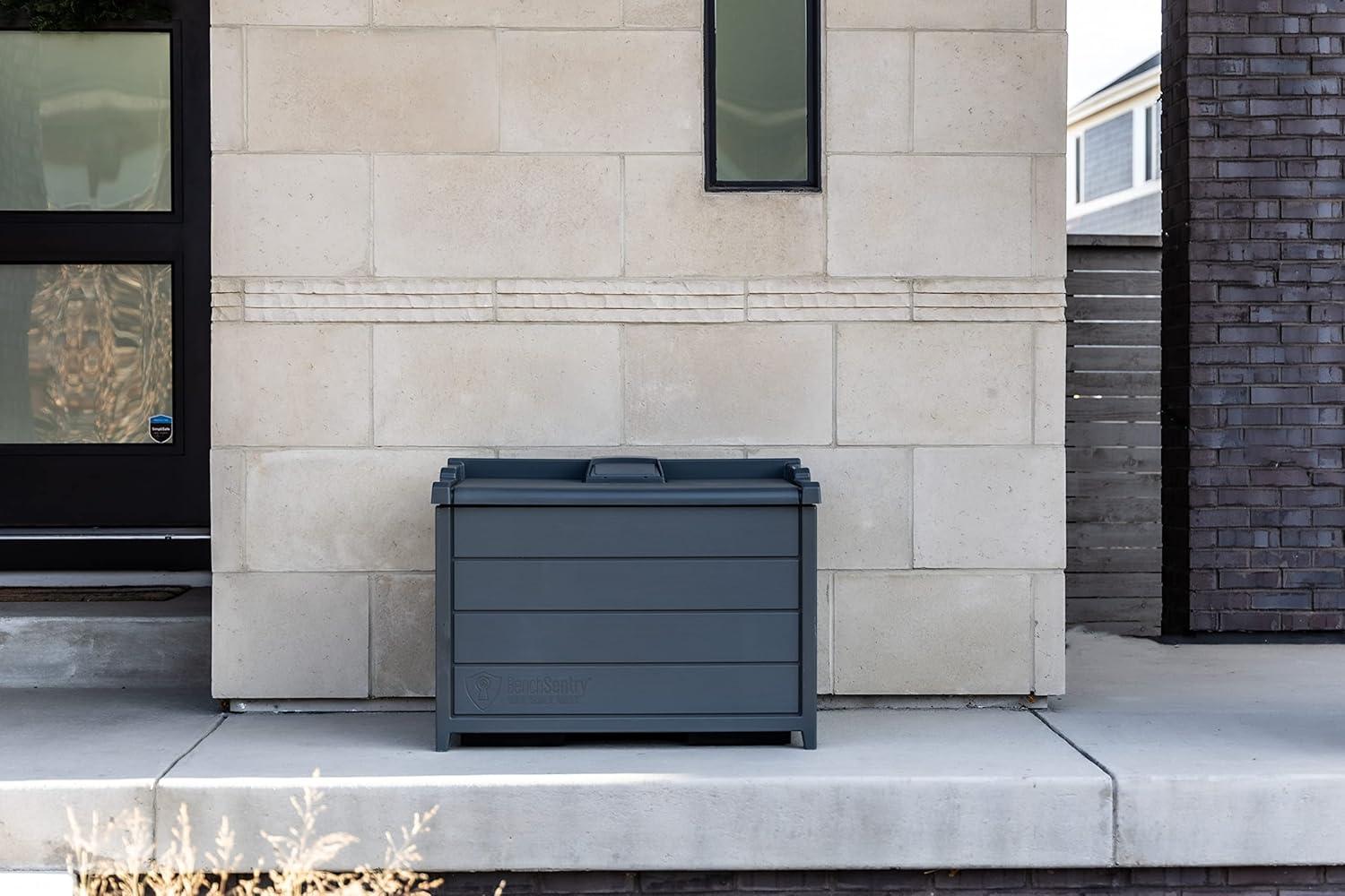 BenchSentry by Genie Package Delivery Box for Outside, Protects Packages from Theft and Damage from Weather - Slate