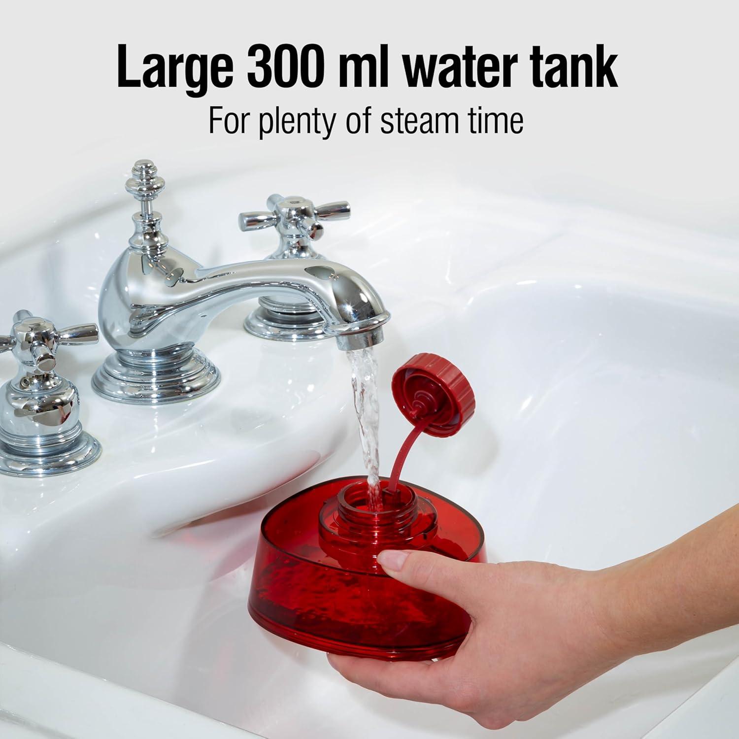 Handheld Garment Steamer for Clothes, 2 Continuous Steam Modes, Full-Size 300 ml Capacity Water Tank, Ergonomic Handle, Vacation Essentials, 1600 Watts, 10’ Cord, Red (11590)