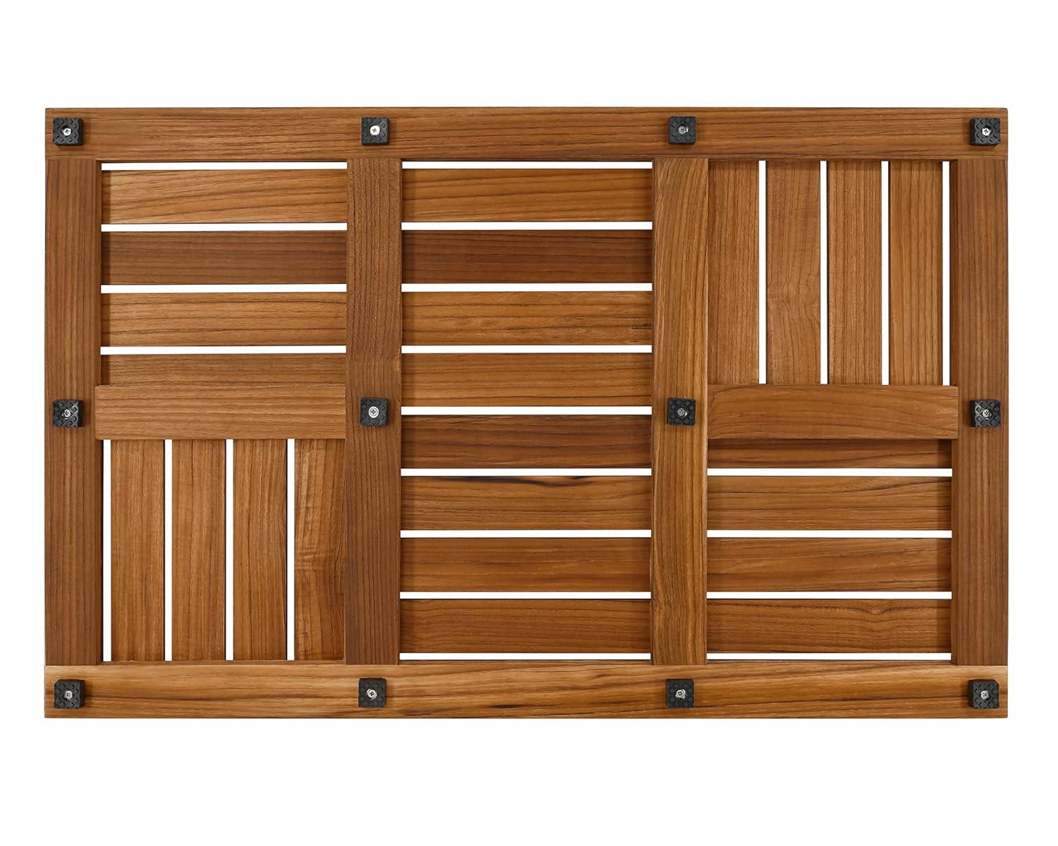 Utoplike Tapete de Baño de Madera de Teca, Tapete de Ducha de Madera Grande de 32 x 20 Pulgadas para Baño, Tapete Resistente para Piso de Madera Antideslizante para Ducha Interior, Spa de Lujo para el Hogar O Al Aire Libre