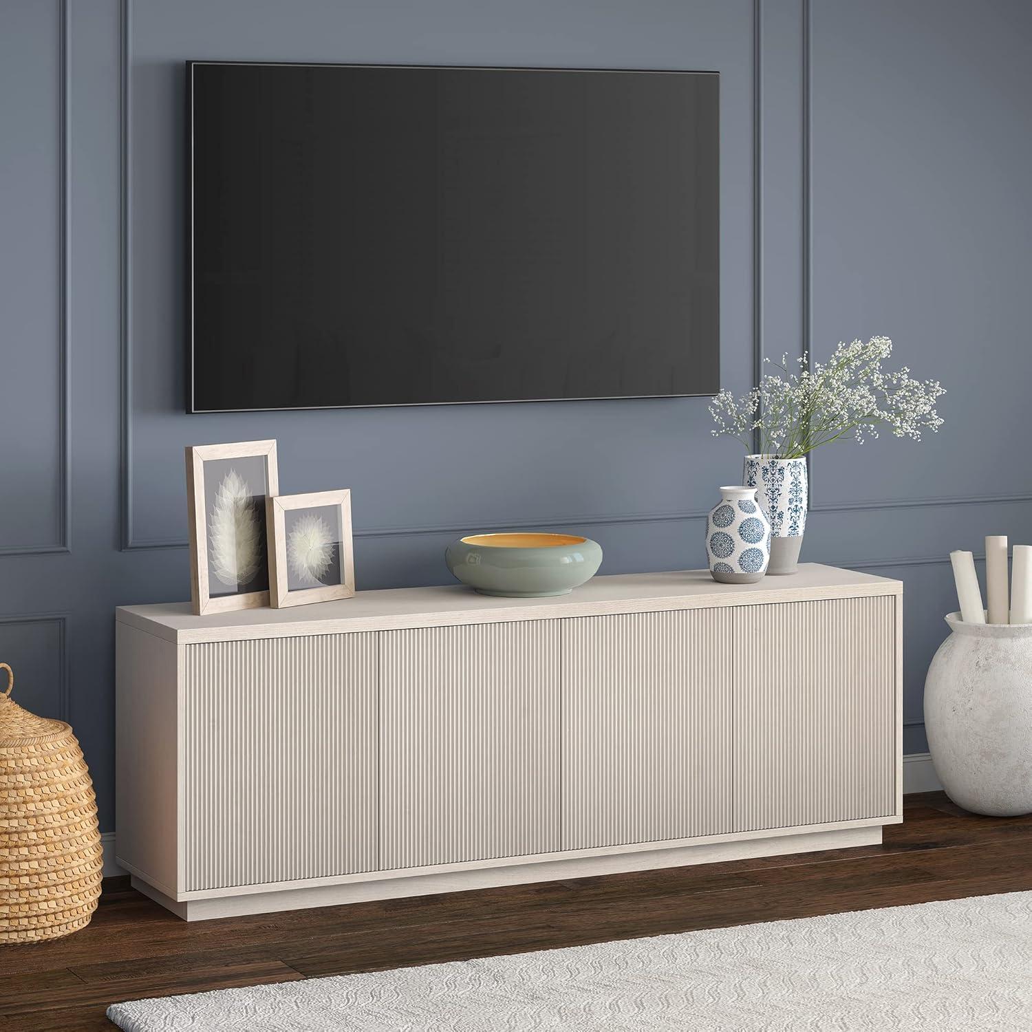 Evelyn&Zoe Hanson Rectangular TV Stand for TV's up to 75", Alder White
