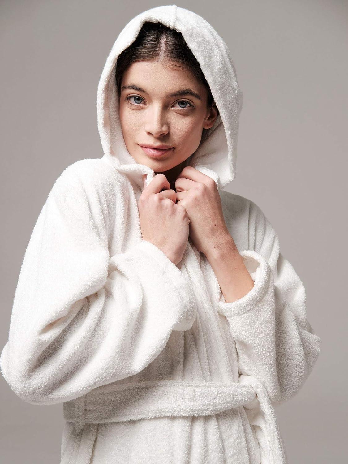 SIORO Womens Hooded Terry Cloth Robe, Absorbent Cotton Bathrobe, Full Length Bathcoat for Hot Tub, Spa, Shower & Sleepwear