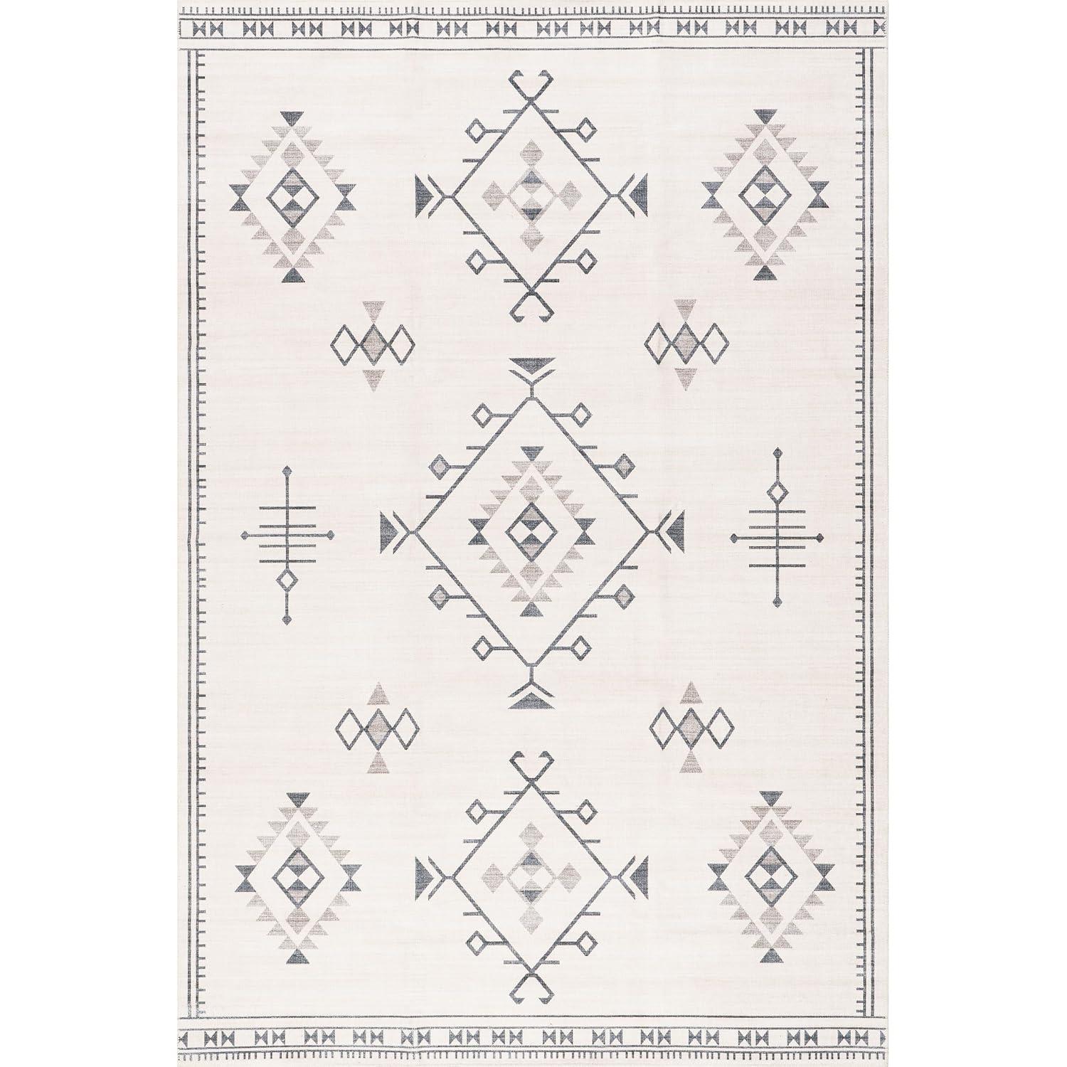 Nuloom Evalyn Southwestern Pet Friendly Machine Washable Area Rug, 3' x 5', Cream