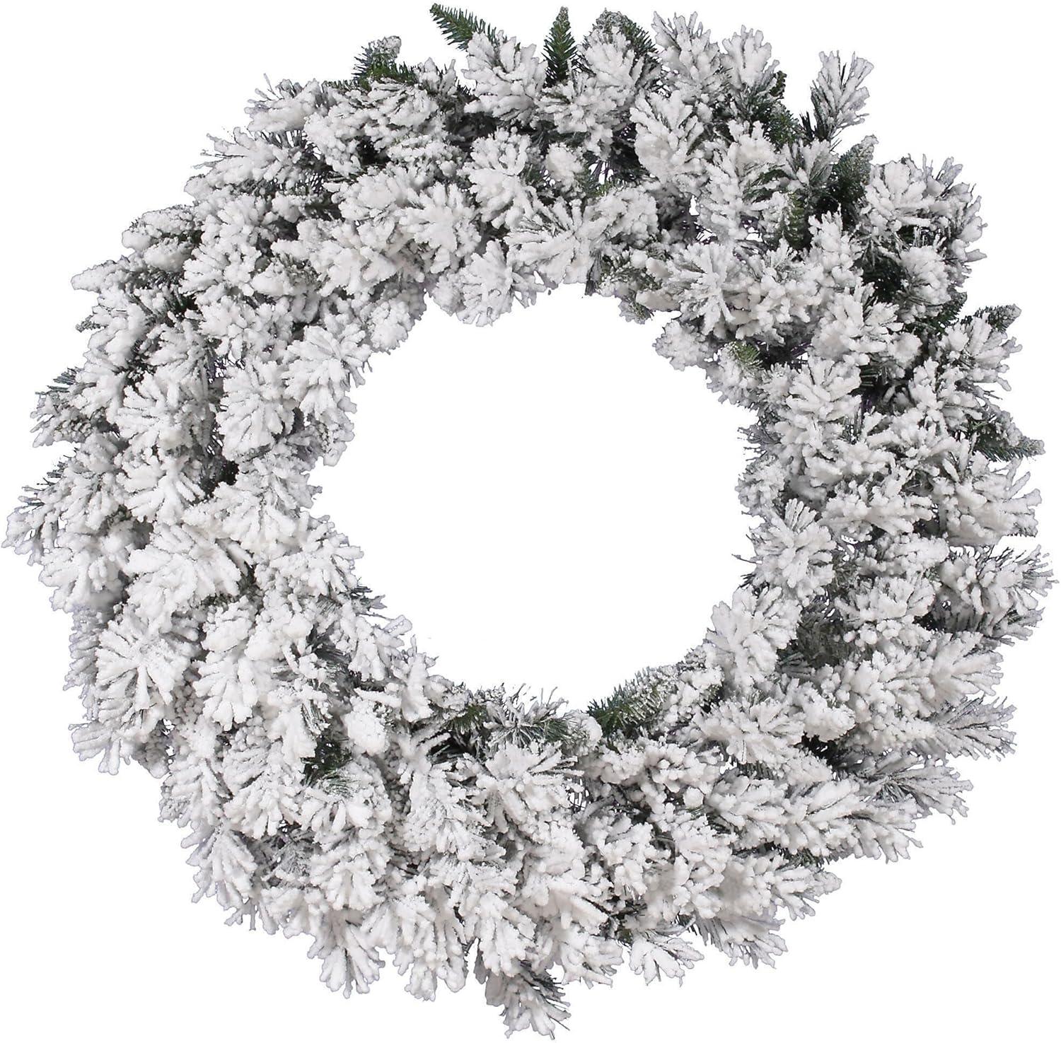 Vickerman 36" Flocked Snow Ridge Artificial Christmas Wreath, Unlit