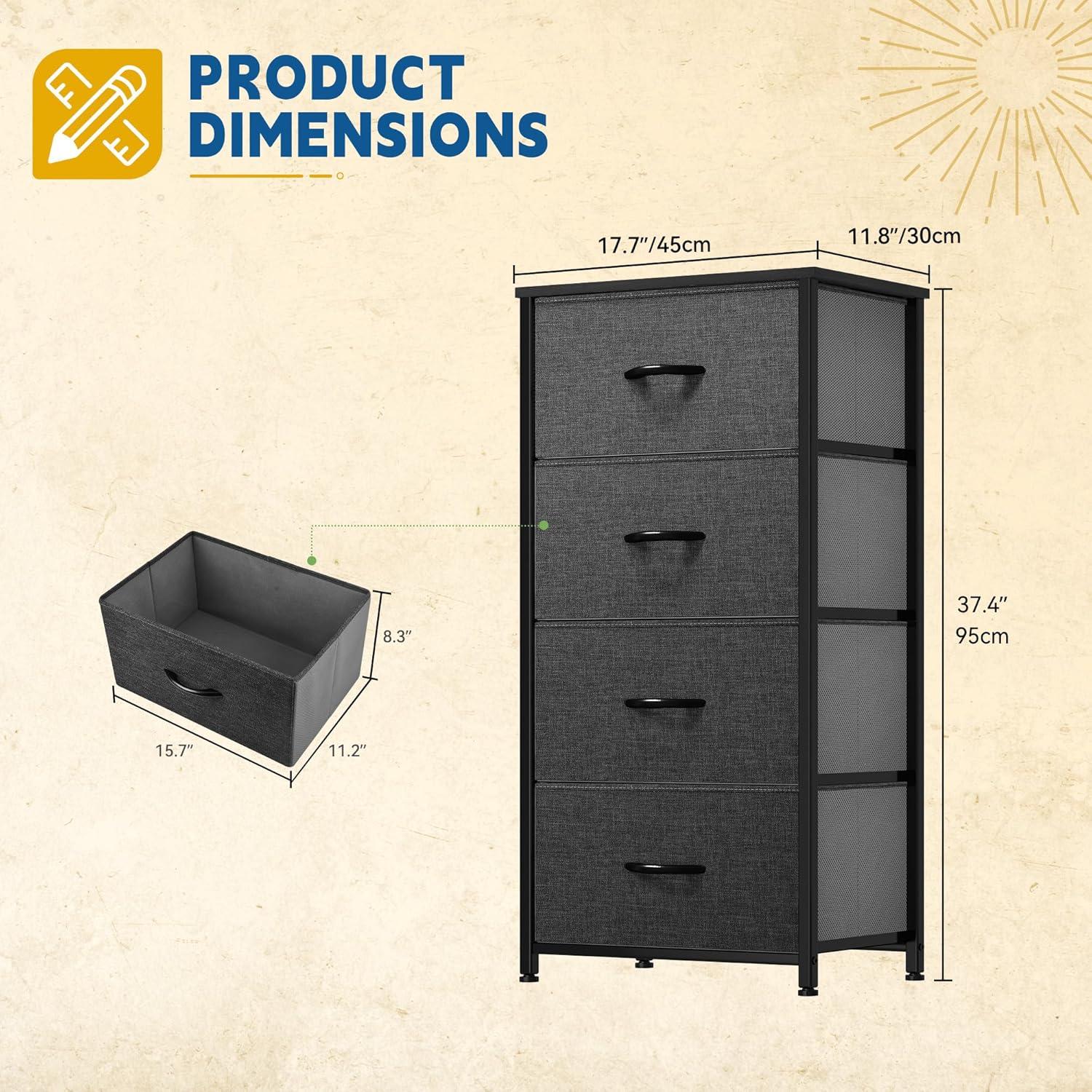 Cool Gray Fabric and Metal Nursery Dresser with Wooden Top