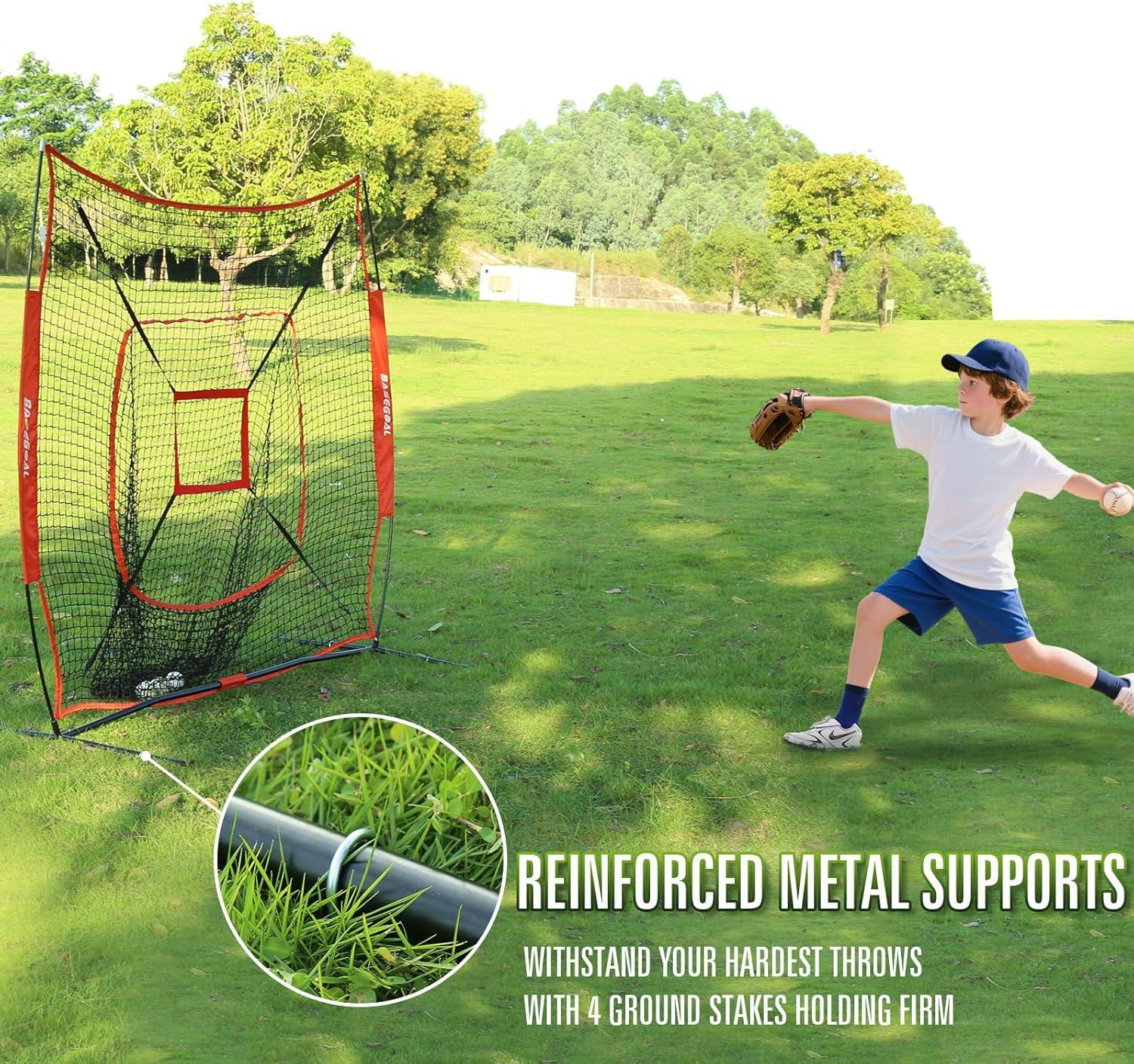 Zeny 7' x 7' Baseball Softball Practice Net Hitting Pitching Training Net w/Strike Zone,Bow Frame & Carry Bag