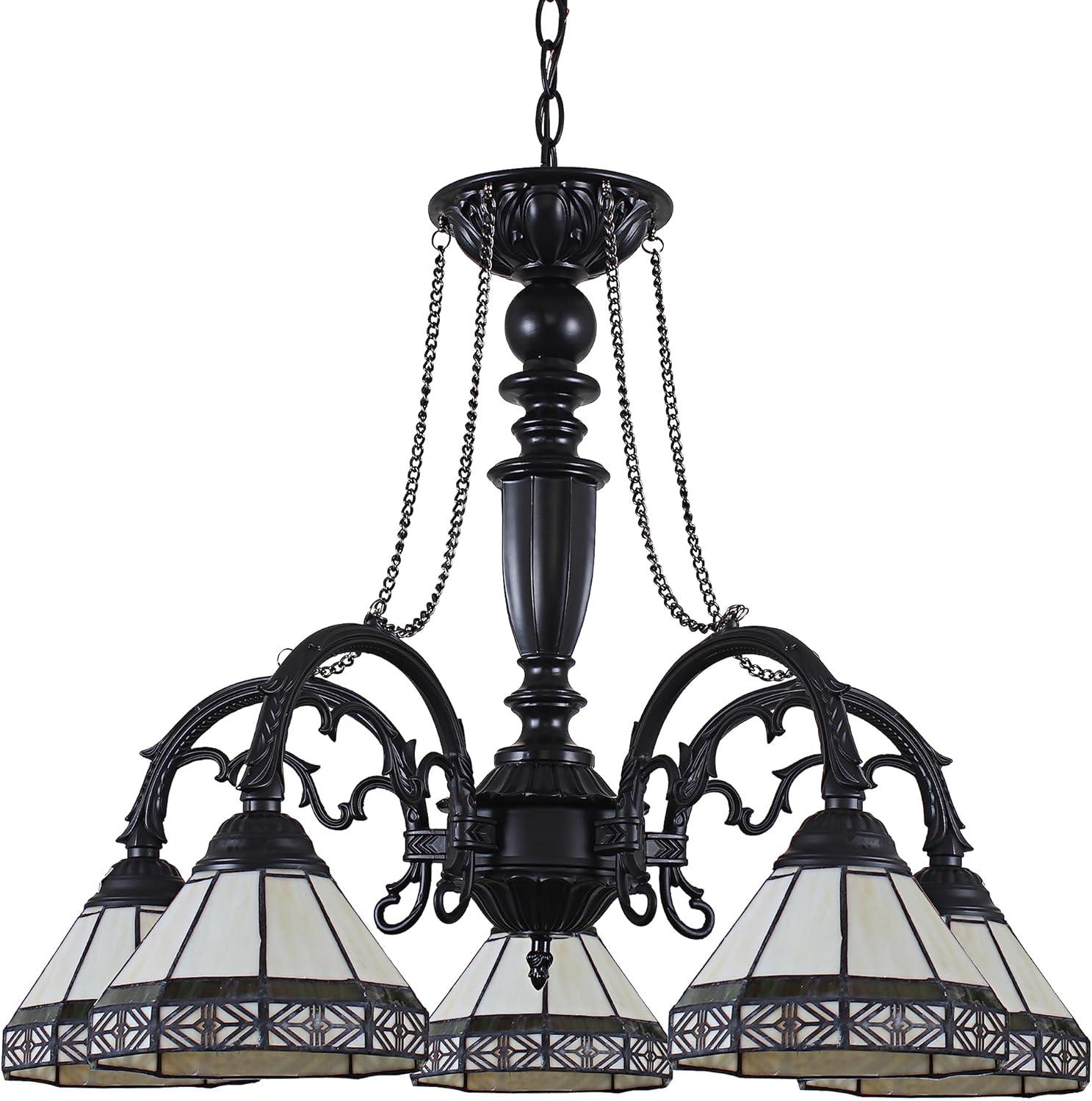 Chloe Lighting Belle Tiffany-Style 5 Light Mission Large Chandelier 27" Wide