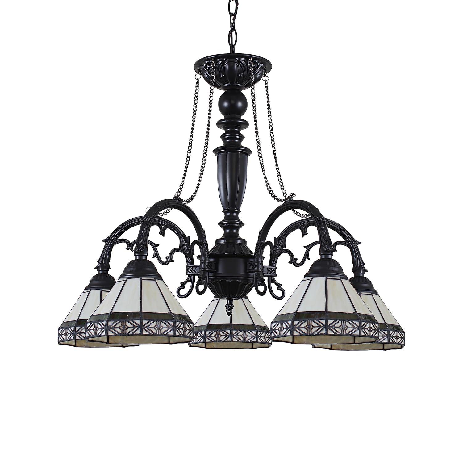 Chloe Lighting Belle Tiffany-Style 5 Light Mission Large Chandelier 27" Wide