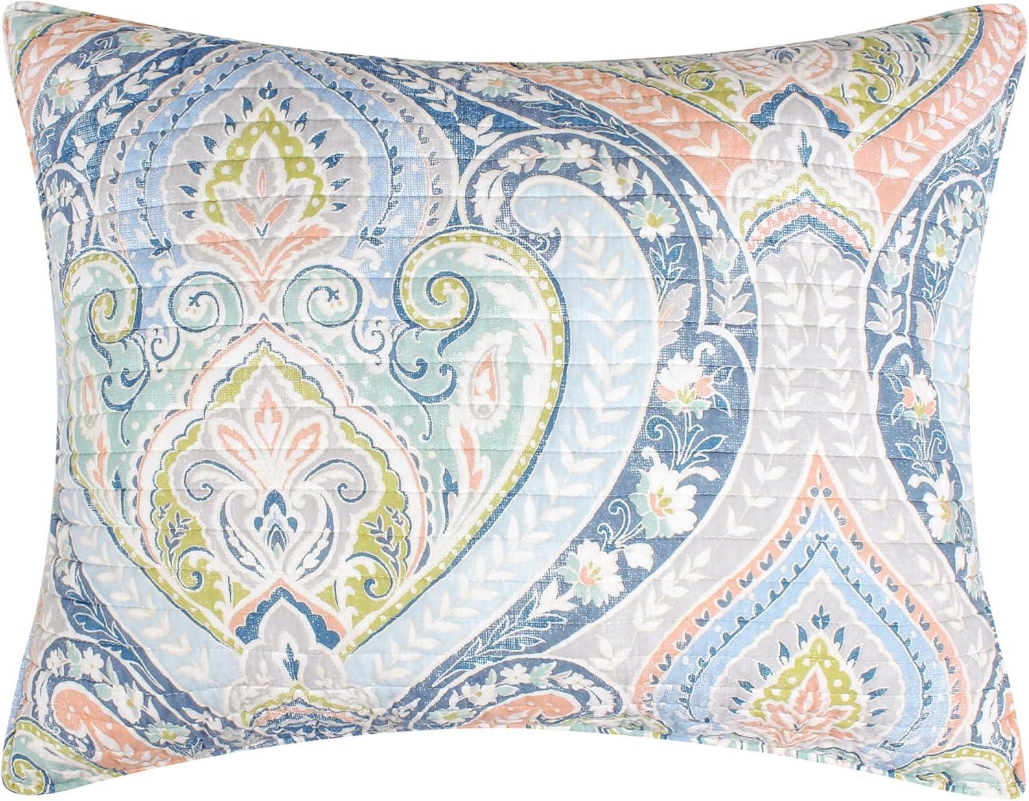 Nadita Full/Queen Reversible Cotton Quilt Set in Pastel Medallion