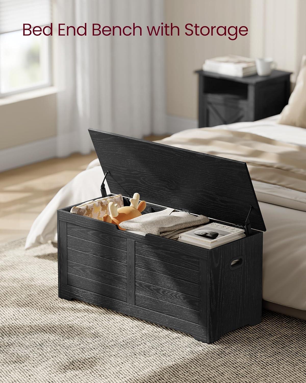 Killeryuki Storage Chest, Storage Trunk with 2 Safety Hinges, Storage Bench, Shoe Bench, Farmhouse Killeryuki, 15.7 x 39.4 x 18.1 Inches, for Entryway, Bedroom, Living Room, Ebony Black ULSB061B01