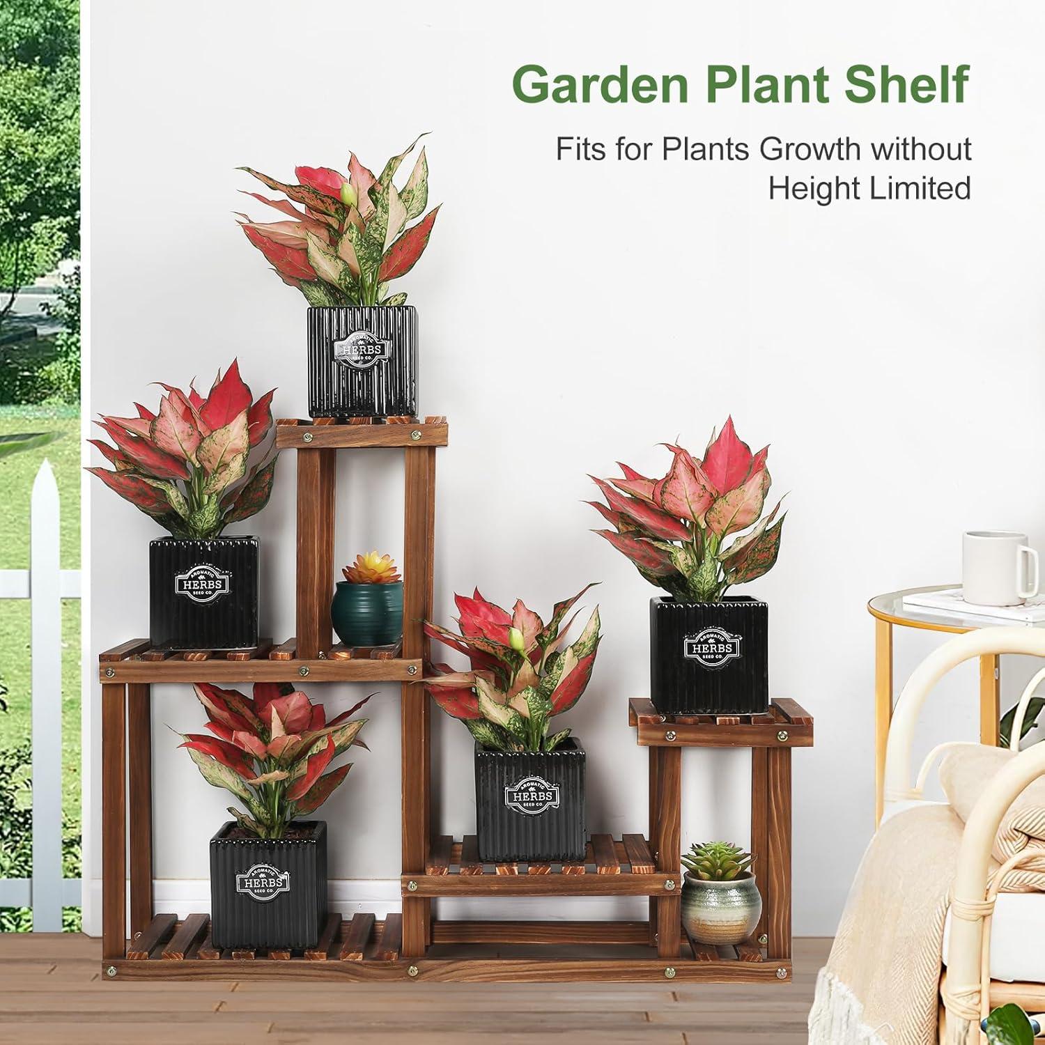 Pine Wood Multi-Tier Indoor Outdoor Plant Stand