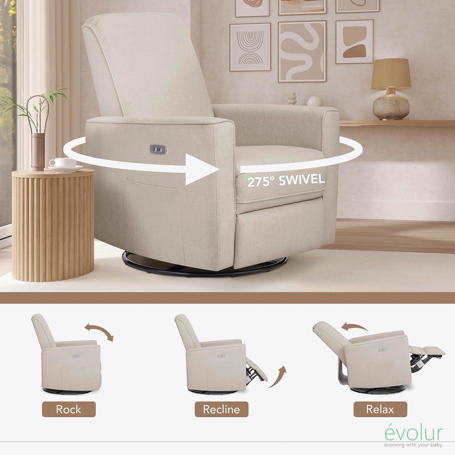 Evolur Greenguard Gold Certified Upholstered Swivel Reclining Glider