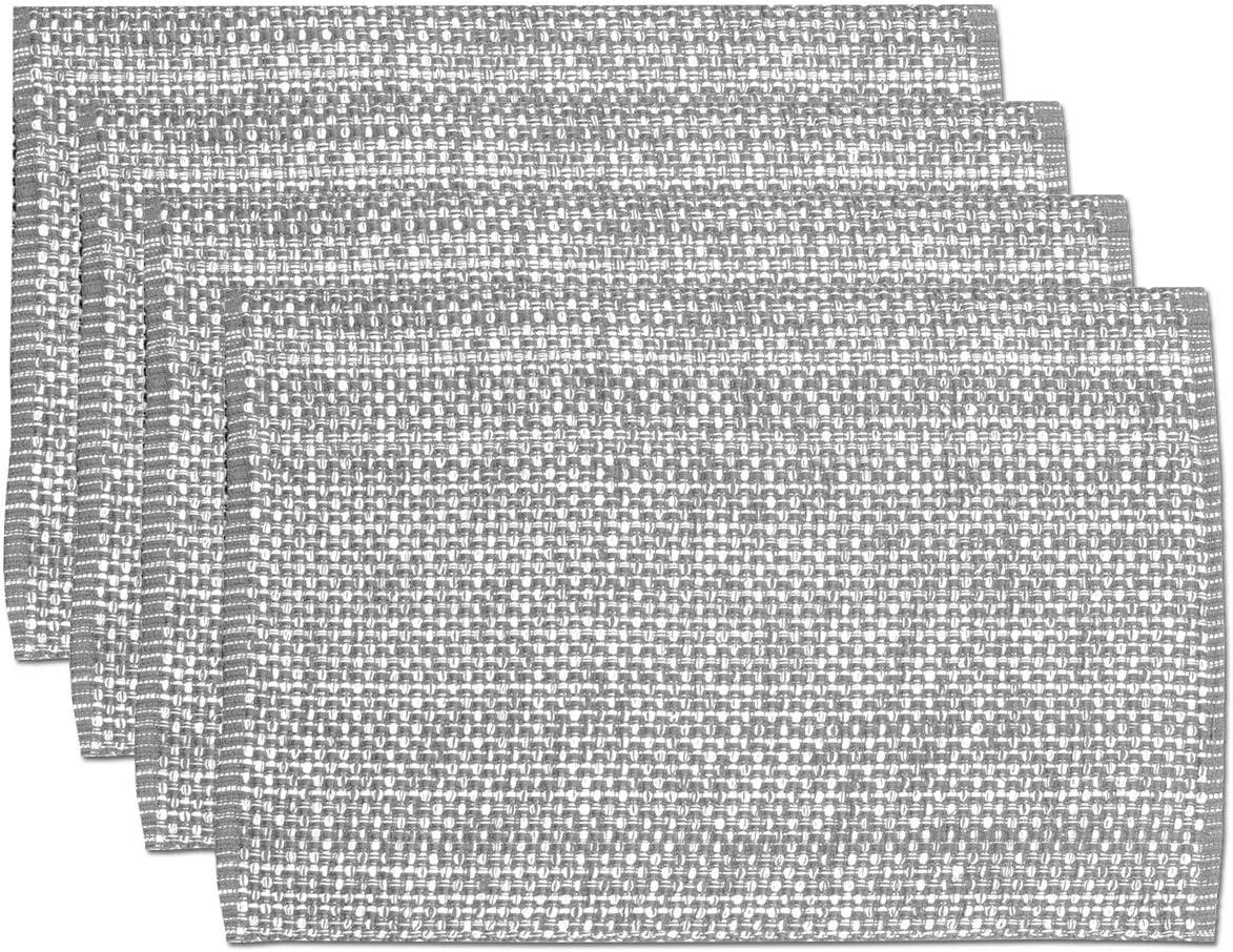 Sweet Home Collection 100% Cotton Placemats for Dining Room Rectangle Two Tone Woven Fabric 13" x 19" Soft Durable Table Mat Set, Set of 4, Gray