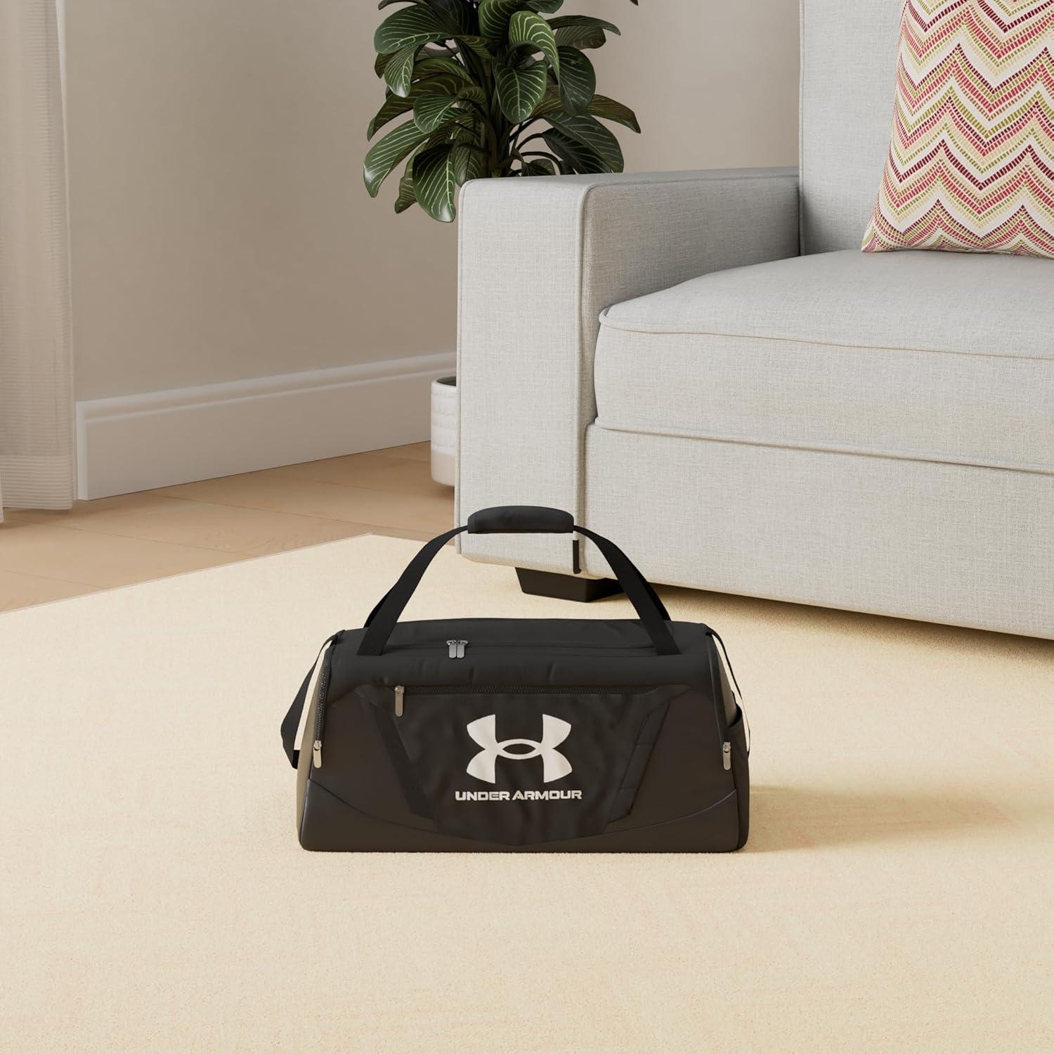 Universal Black Polyester Duffle Bag with Metallic Silver Accents