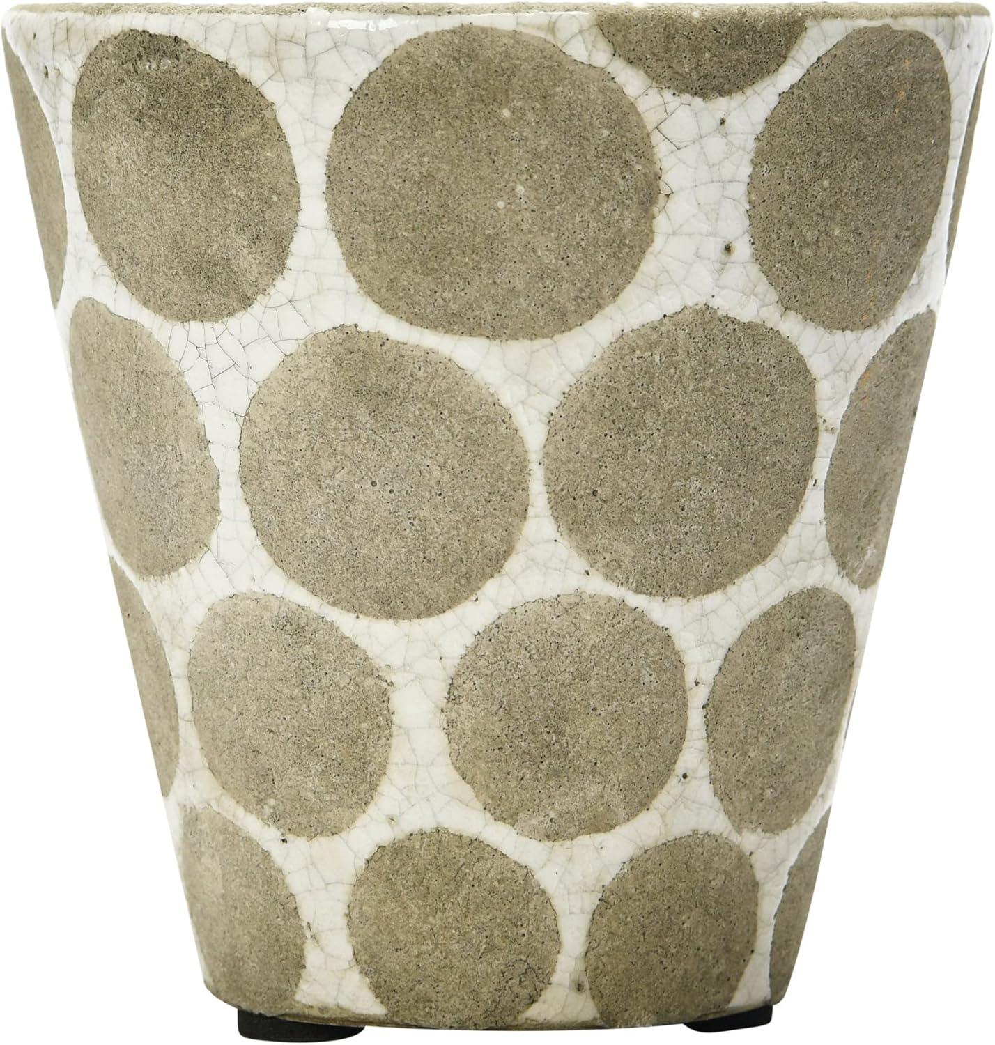 Mini Greige and Cream Geometric Terra-Cotta Planter