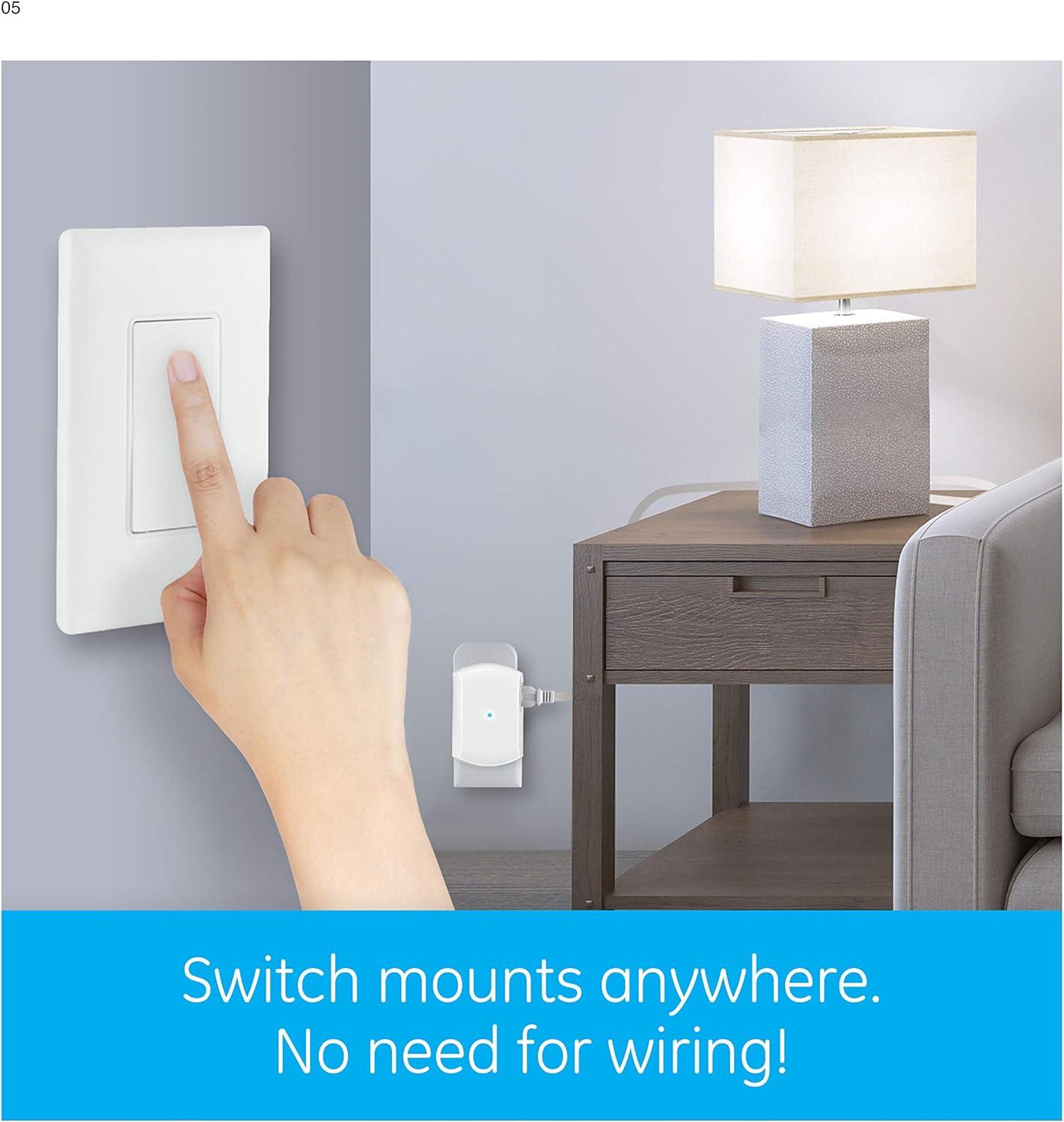 GE Wireless Light Control with Wall Switch, 1-Grounded Outlet, 18279