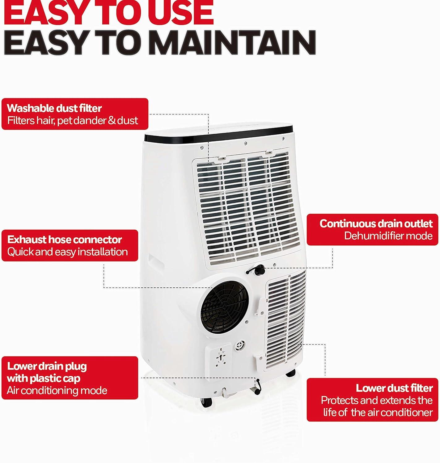 Honeywell 8,050 BTU SACC Portable Air Conditioner, 115V, 3 Fan Speeds for 550 Sq. Ft. in White