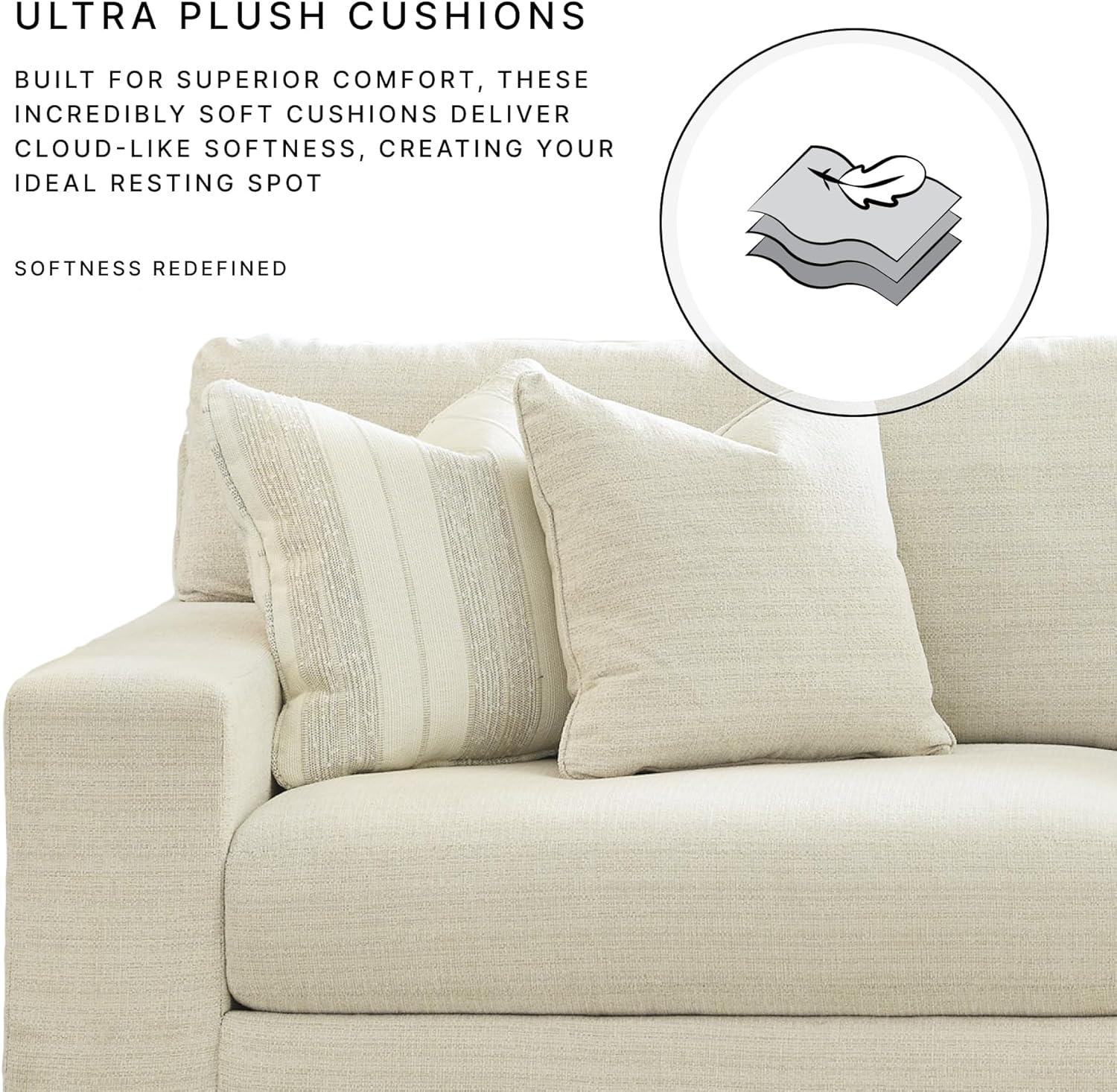 Beige Fabric Loveseat with Removable Cushions