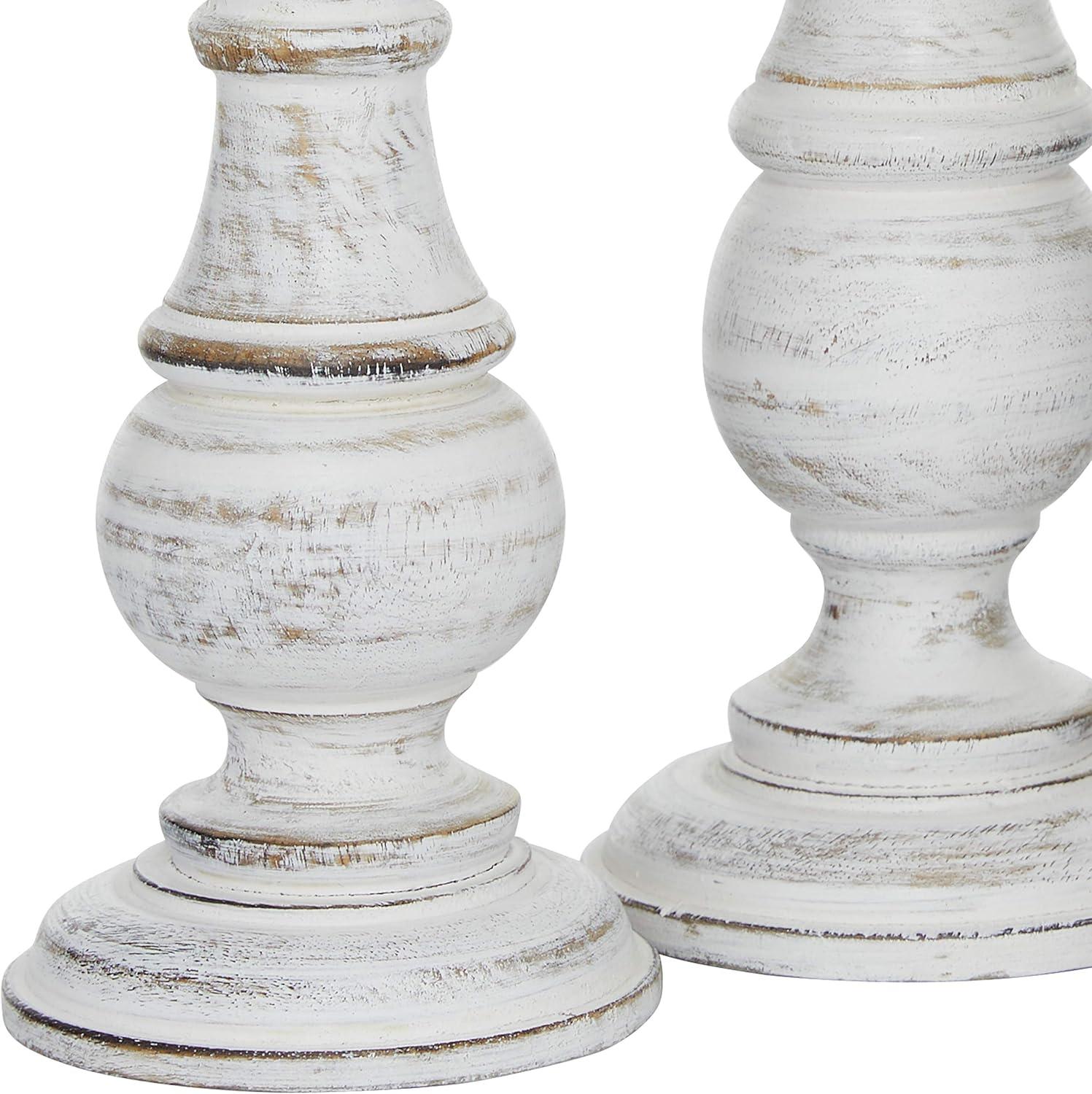 Set of 3 Rustic Pillar Candle Holder White - Olivia & May: Elegant Mango Wood, Sturdy Base, Indoor Use