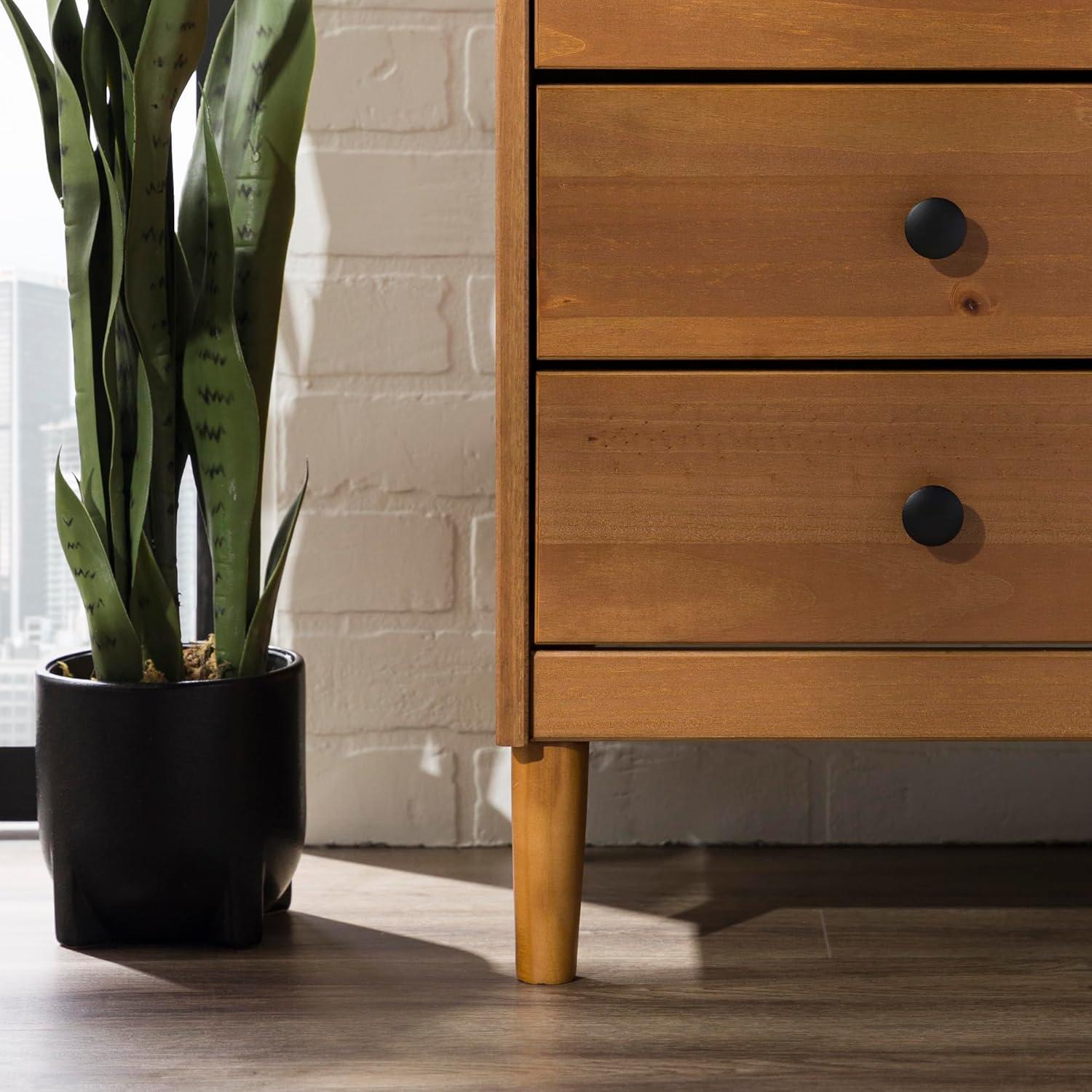 Walker Edison Madeline 3-Drawer Nightstand, Caramel