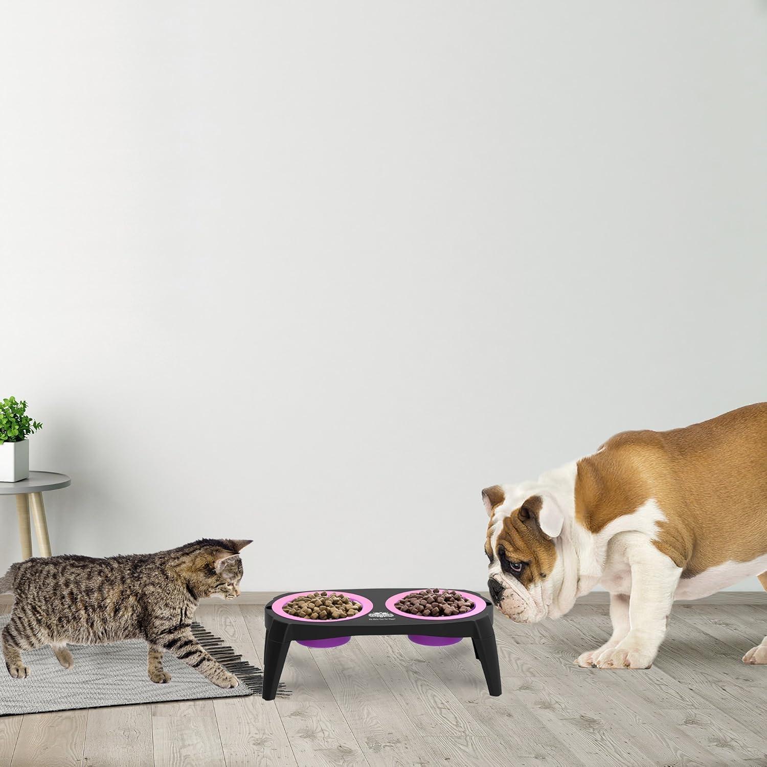 PETMAKER Raised Cat and Dog Food Bowl Stand, Pink