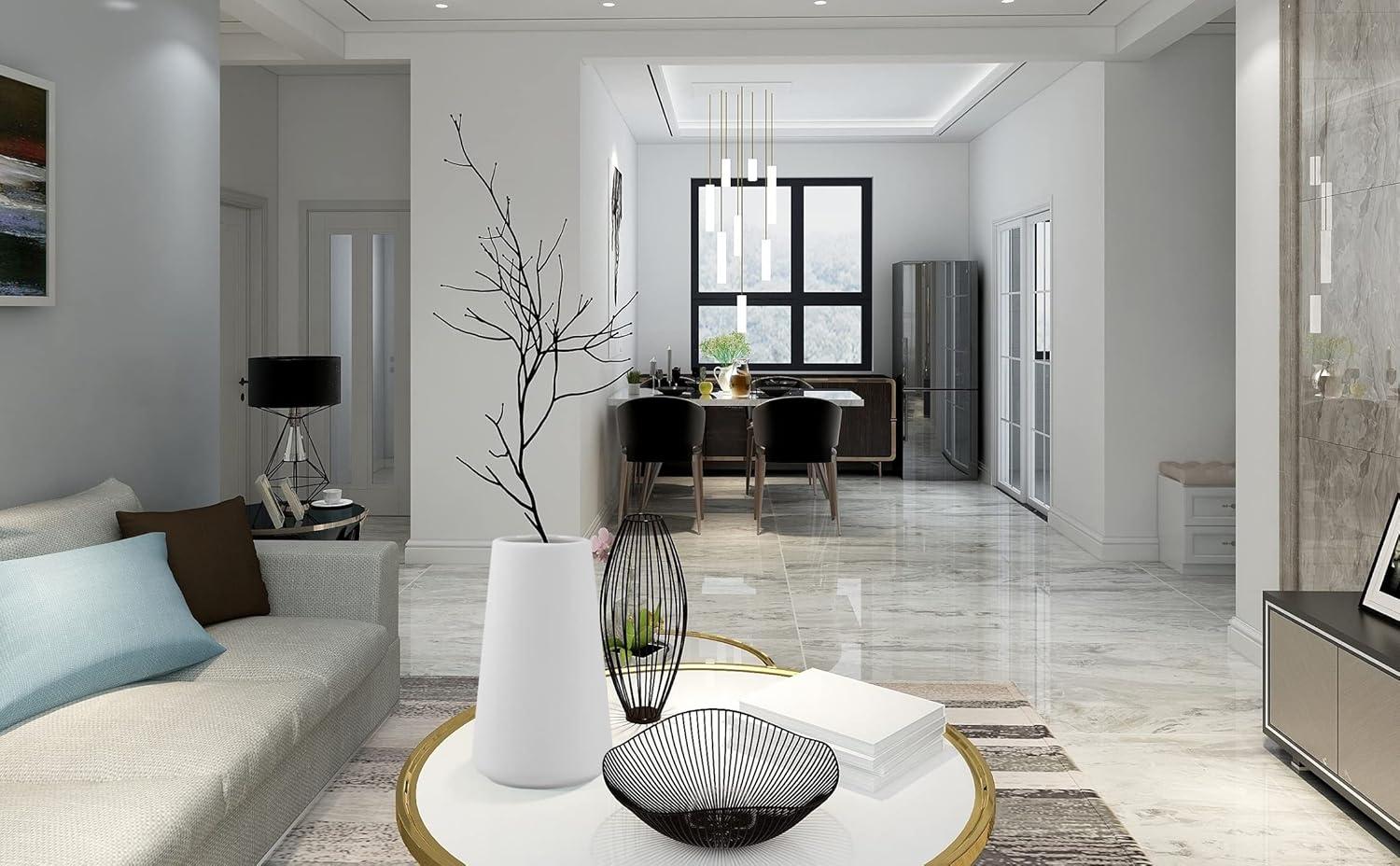 Simple Vase for Flowers Plants, Matte Vases for Modern Table Shelf Home Decor Wedding Boho Decor, 6" H Frosted Elegant Ceramic Vase for Pampas Grass Fluffy Stem Bouquet Lavender Flowers (White, 1)