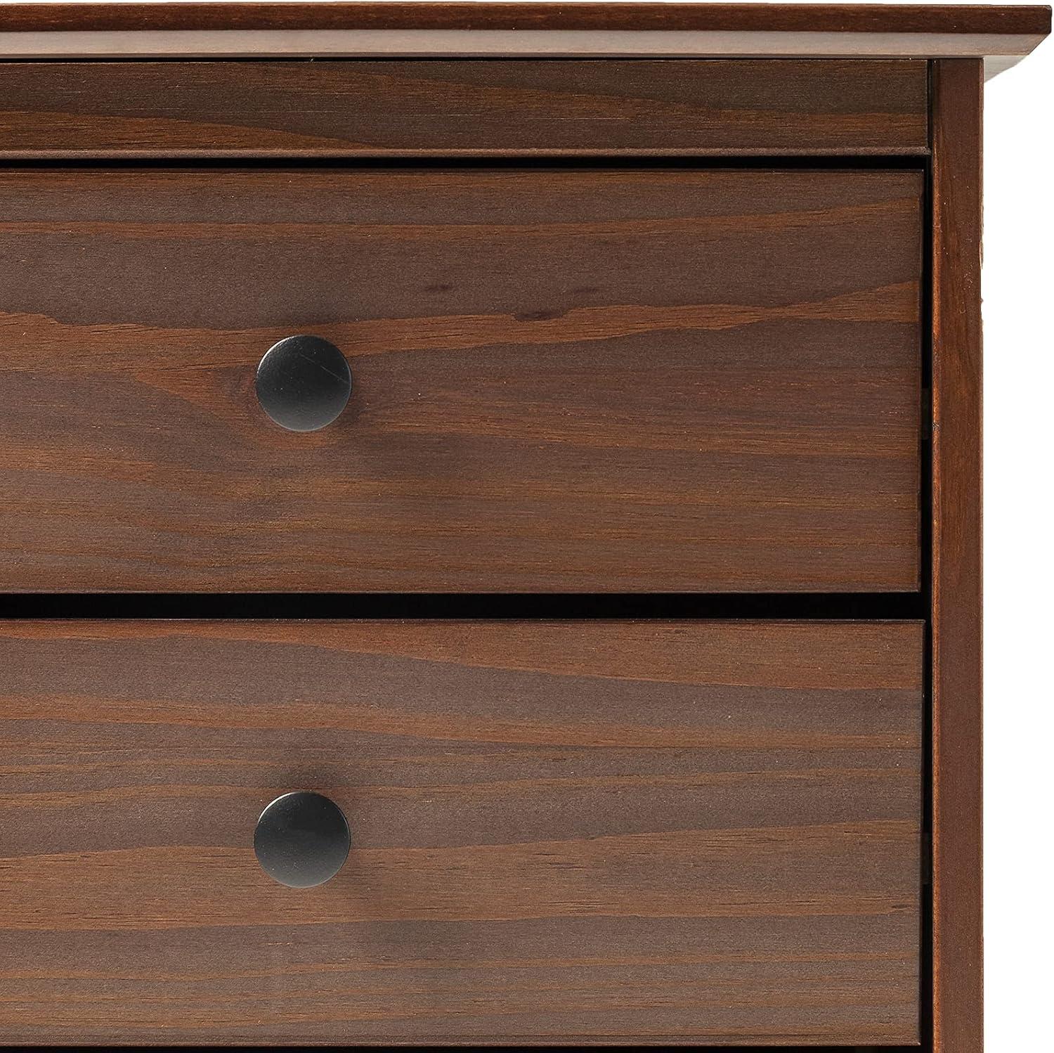 Walnut Solid Wood 3 Drawer Nightstand Set, 2 Pack