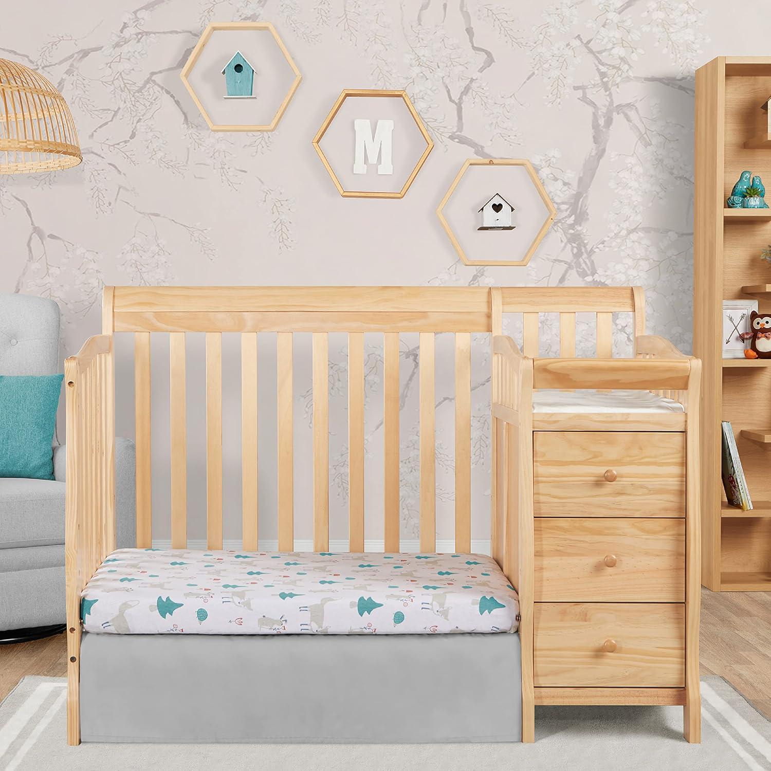 Dream On Me Jayden 4-in-1 Convertible Mini Crib with Changer Natural