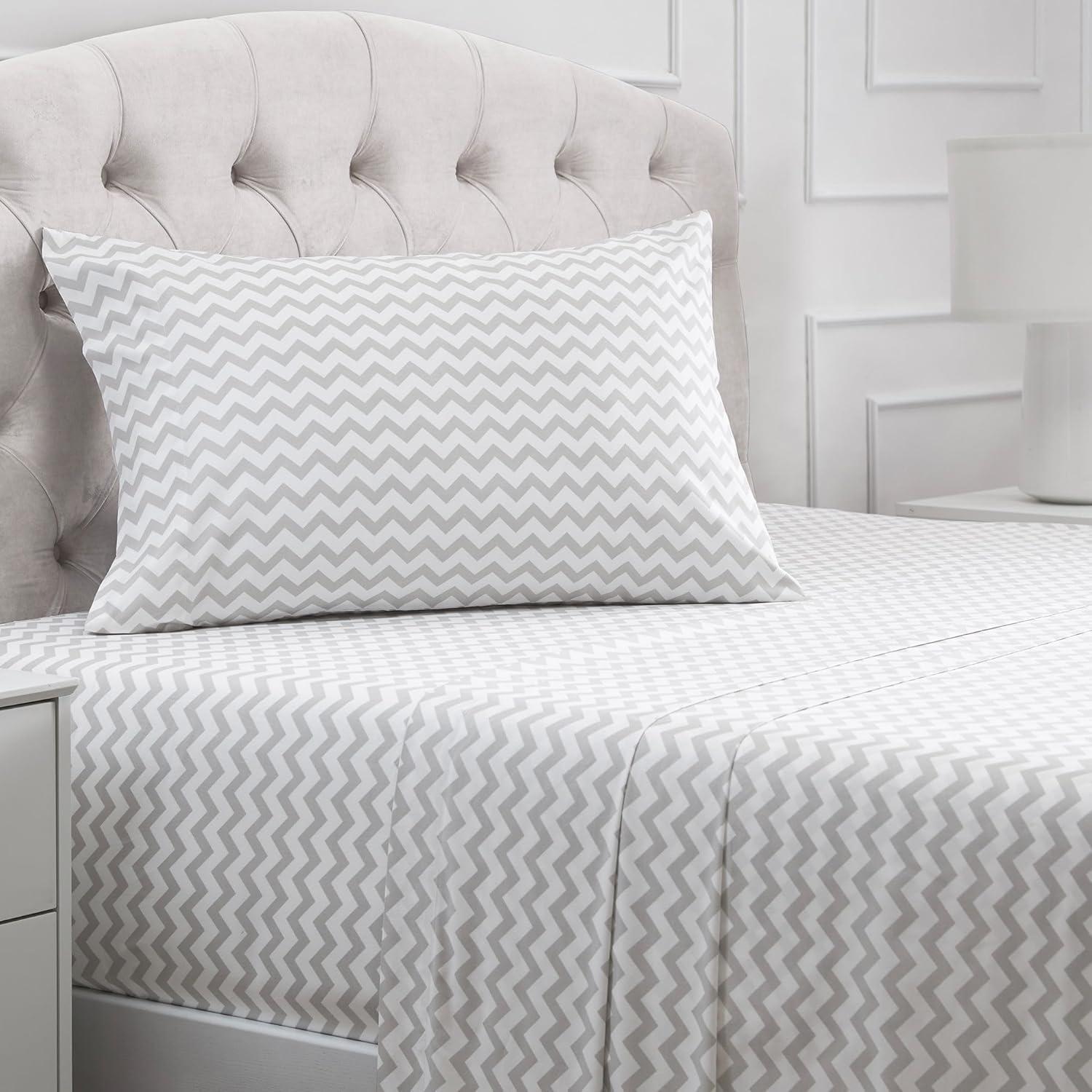 Mellanni Brushed Microfiber Sheet Set, Twin XL, Chevron Gray, 3 Piece