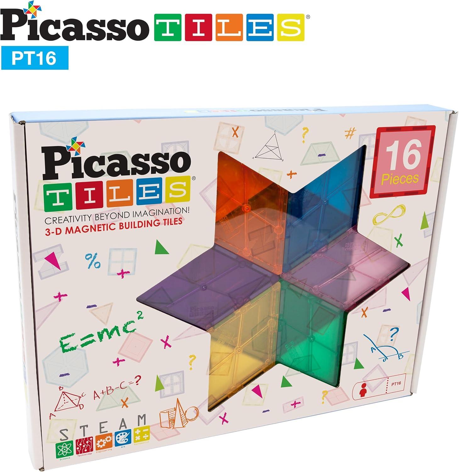 PicassoTiles 16 PC Magnetic Tiles Set