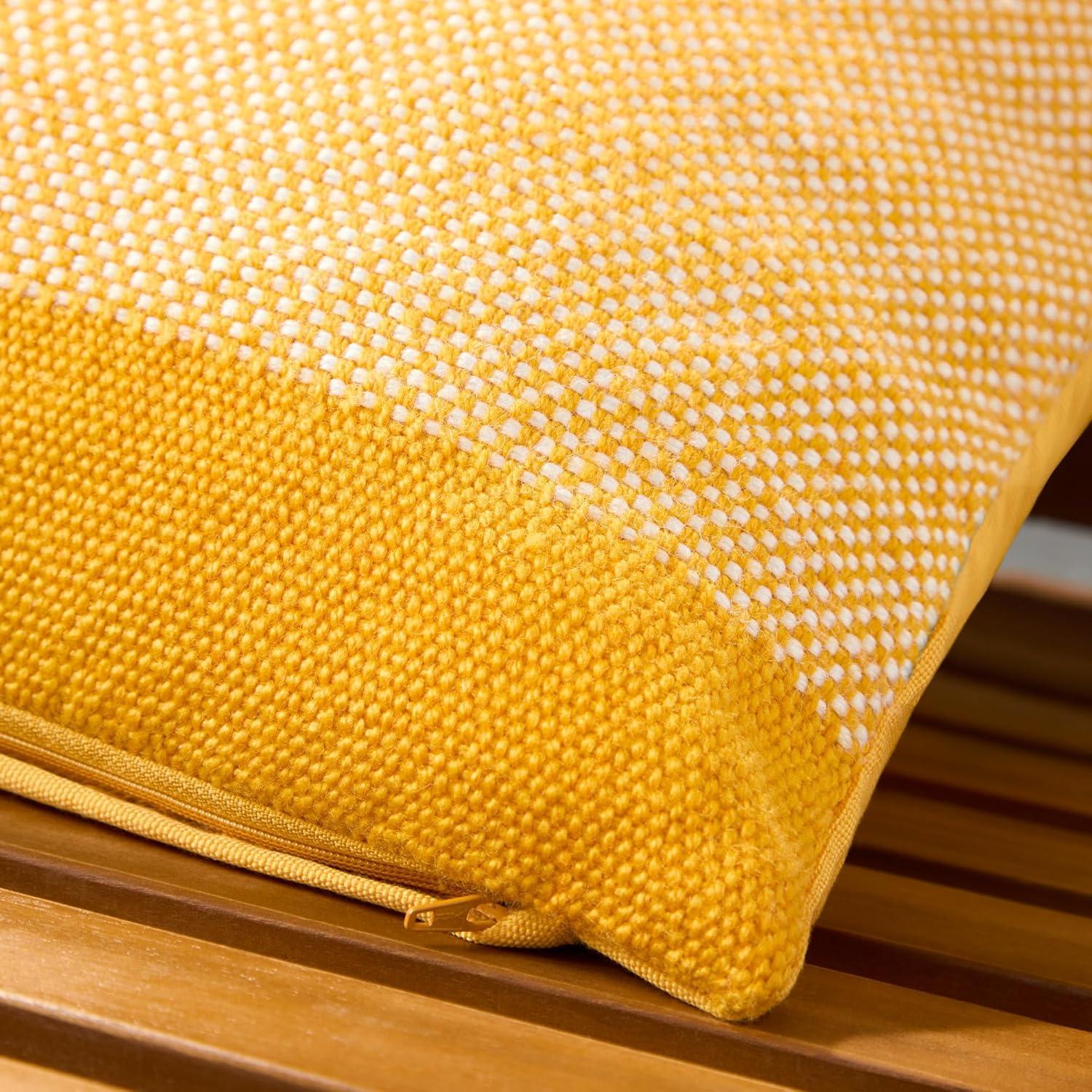 Yellow and Ivory Recycled Material Indoor/Outdoor Pillow