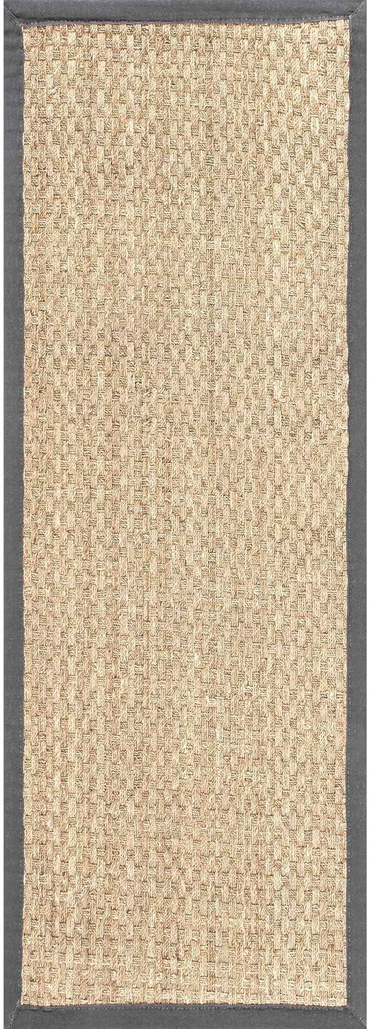 Dark Gray Seagrass Reversible Indoor/Outdoor Runner Rug, 2'6" x 6'