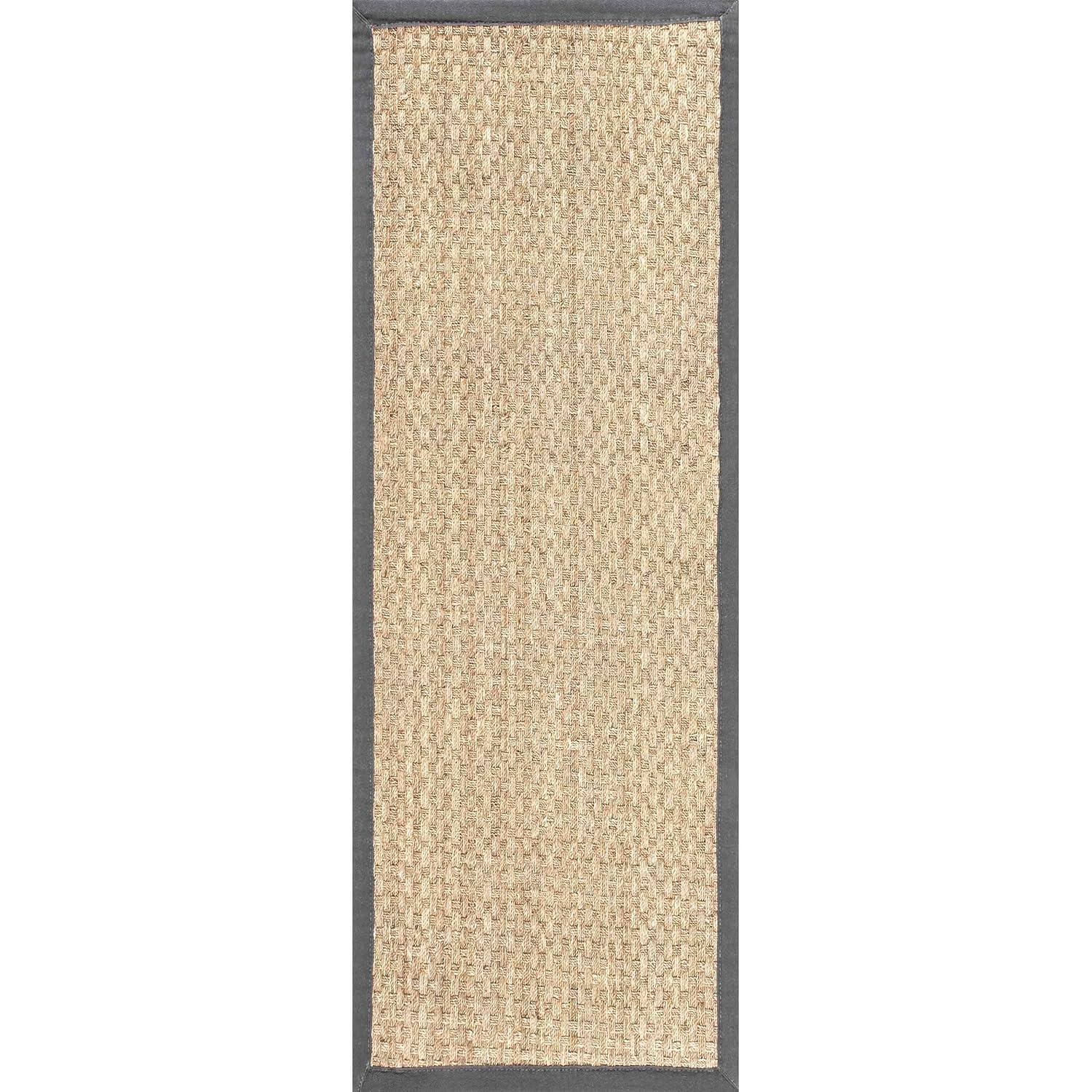 Dark Gray Seagrass Reversible Indoor/Outdoor Runner Rug, 2'6" x 6'
