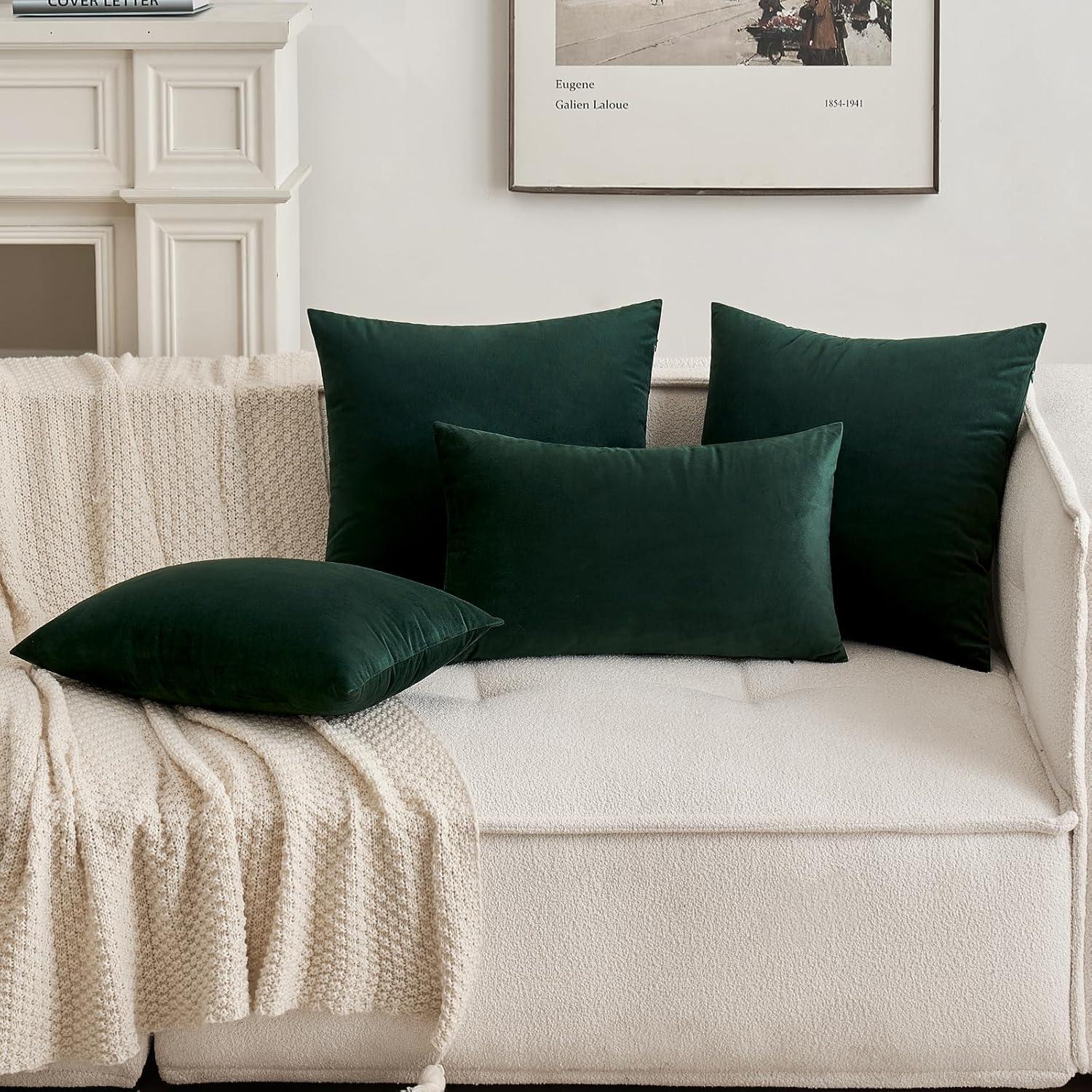 MIULEE Pack of 2 Velvet Soft Solid Decorative Square Throw Pillow Covers Set Fall Cushion Cases for Sofa Bedroom Couch 18 x 18 Inch Golden