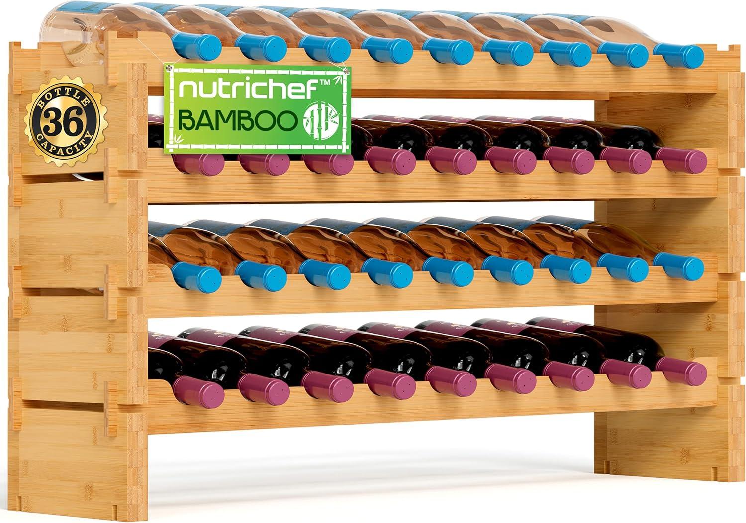 SereneLife Bamboo Stackable Wine Rack